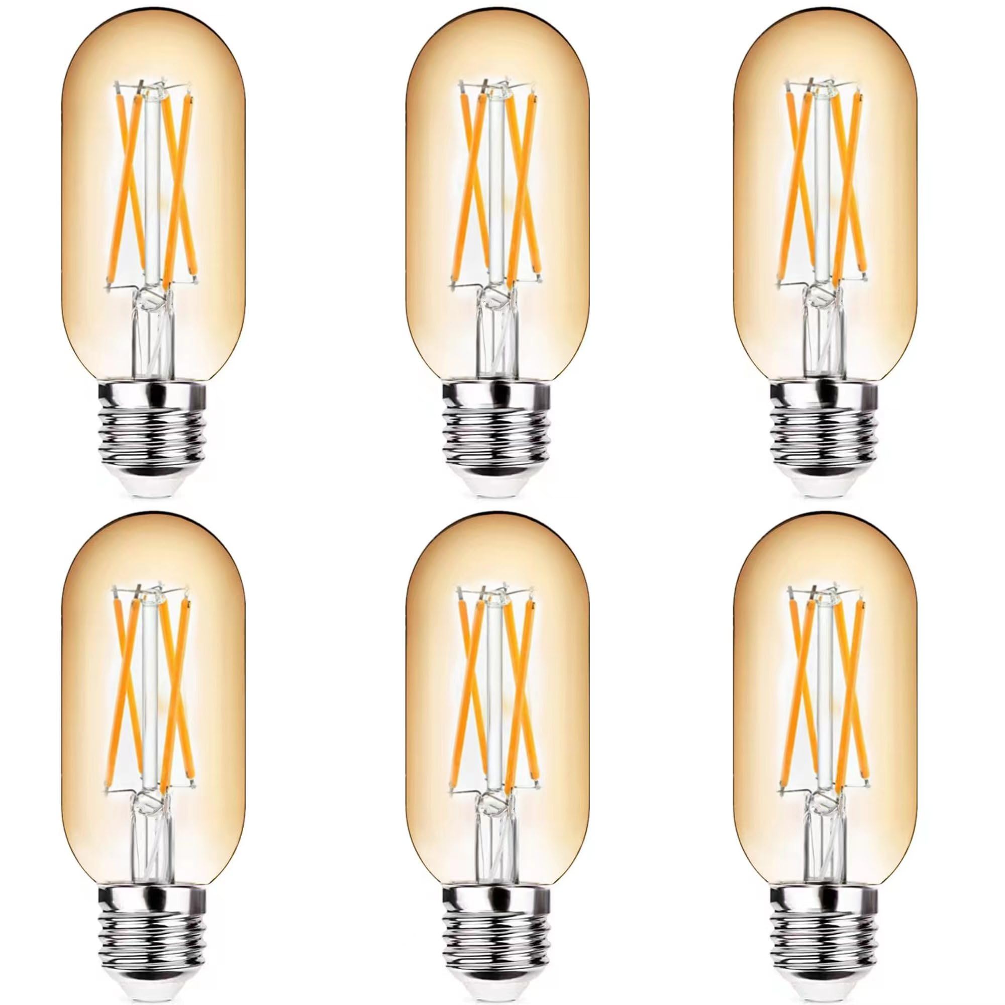 Notoc Dimmable E26 Led Light Bulb 6W,Equivalent 60W,E26 Tubular Light Bulb,Antique Clear Edison Filament Bulb 600 Lumens Amber W