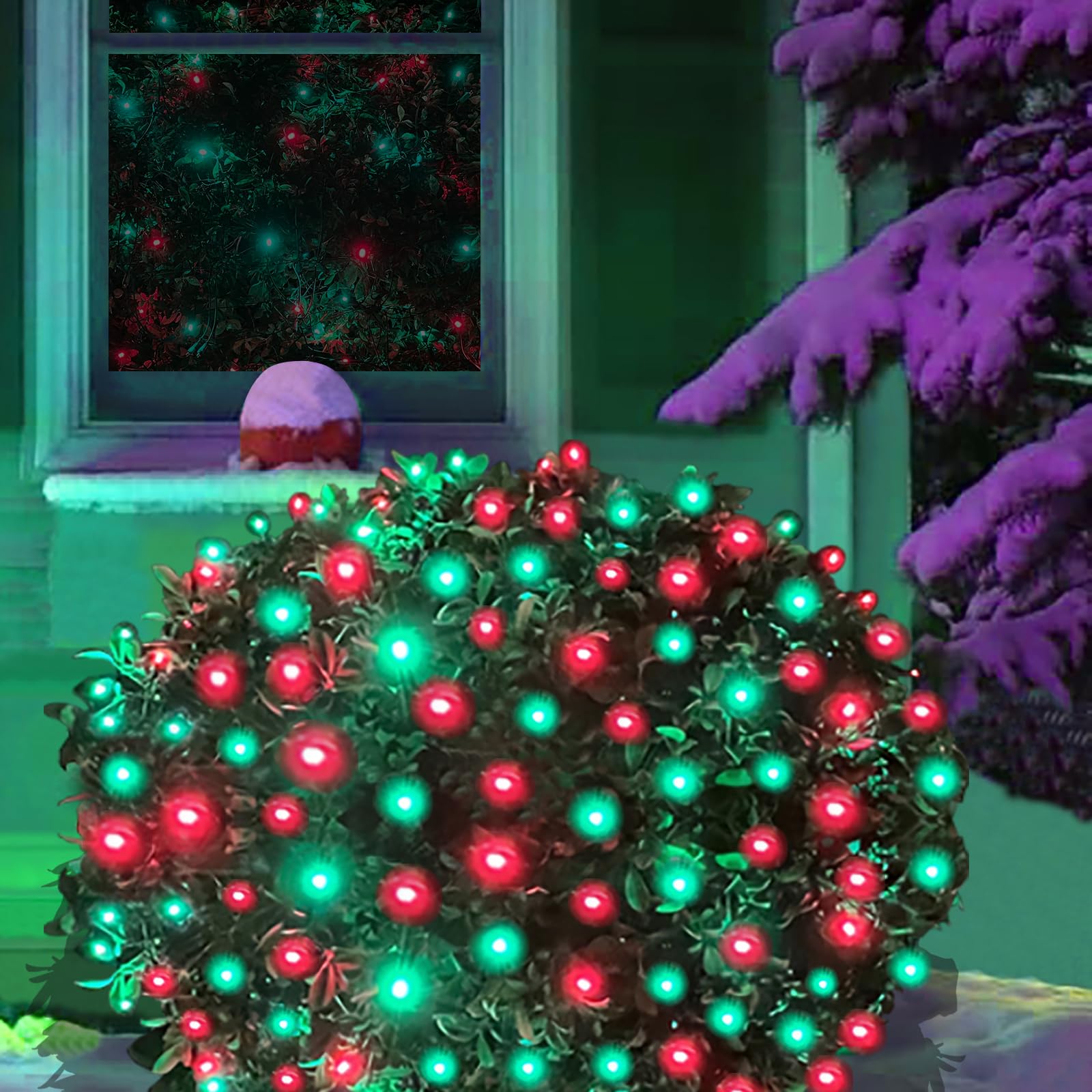 Hishiny Led Christmas Net Lights Outdoor 6Ftx6Ft 144Led Green Wire  Connectable Indoor Outdoor Bush Mesh Net Lights String For Halloween Christmas Party Shrub Yard Tree(Red & Green)