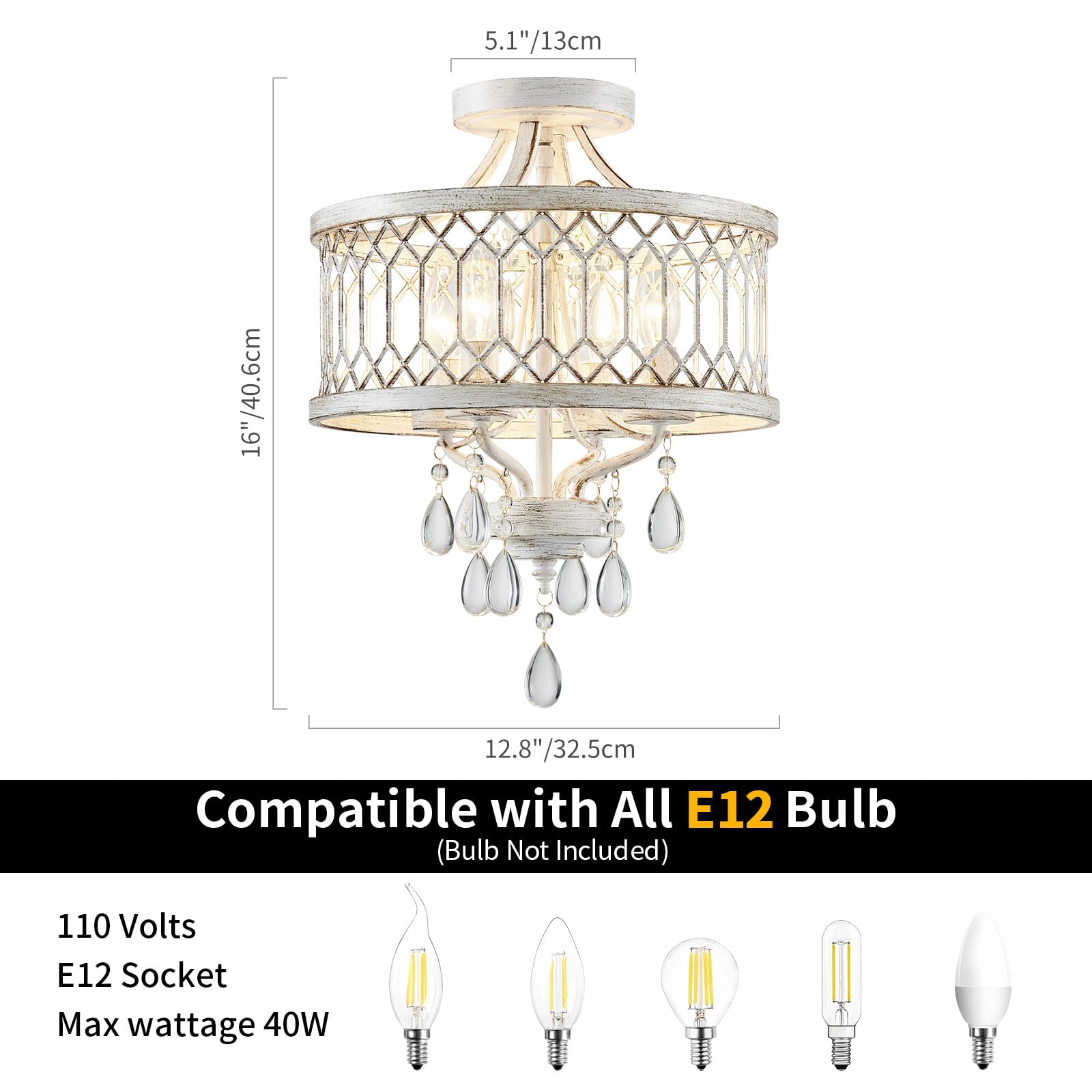 Crystal Ceiling Light Fixture  Modern Semi Flush Mount Ceiling Light  Farmhouse Crystal Chandeliers For Dining Room Light Fixture  Hallway Lighting Fixtures For Kitchen Bedroom Bathroom Foyer Entryway