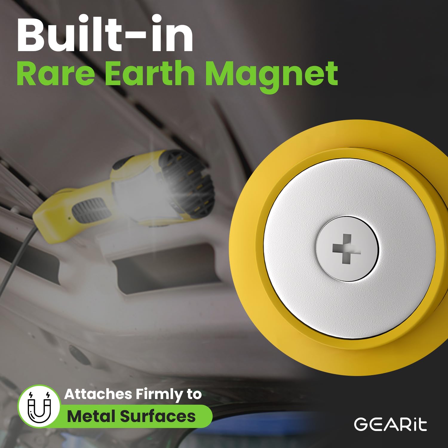 Gearit Led Work Light (20 Feet) 1200 Lumen Cob Led - 16 Gauge Sjtw Indoor/Outdoor Nema 5-15R Extension Cord - Handheld, Rotating Hanger, Magnetic Base For Auto Mechanic And Construction - 20Ft