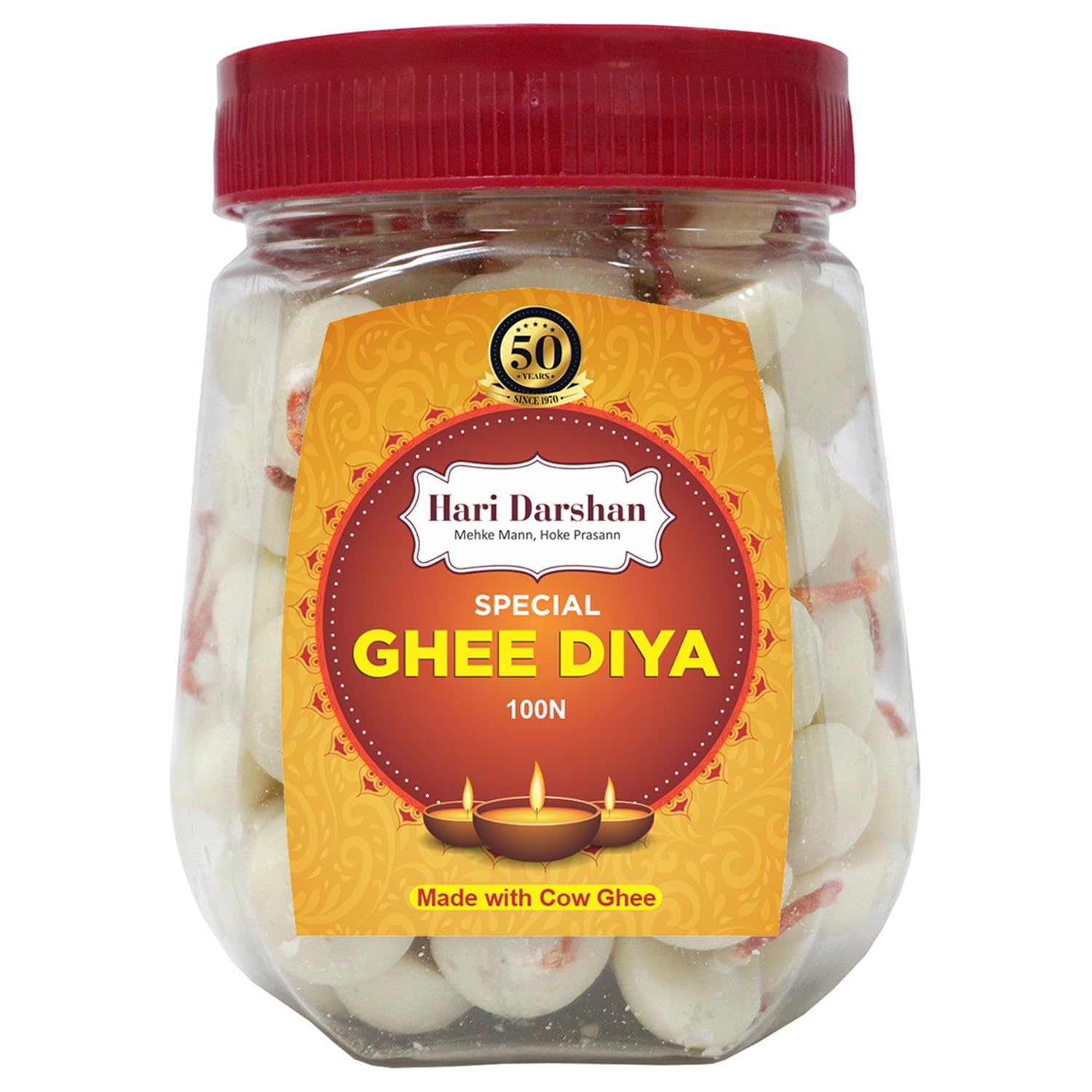 Hari Darshan Special Ghee Diya - 100 Pieces | Burning Time 20 Min | Ghee Wicks for Pooja | Diya Made with Cow Ghee | Wax Free Co