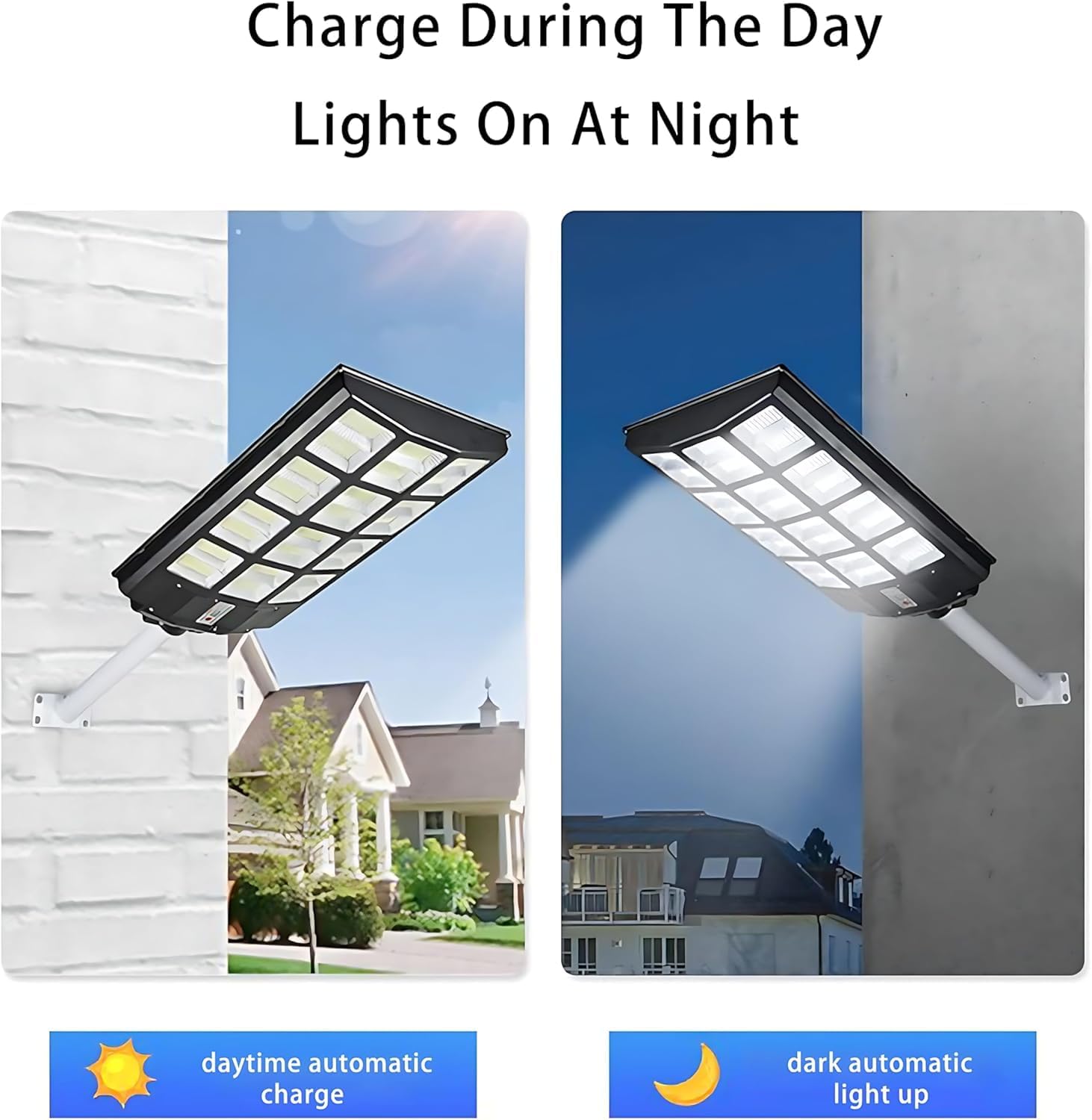 Qoeudd 2 Pack Solar Street Lights, 12000W Ip66 Waterproof, 600000Lm Dusk To Dawn Flood Light For Garden, Courtyard, Yard