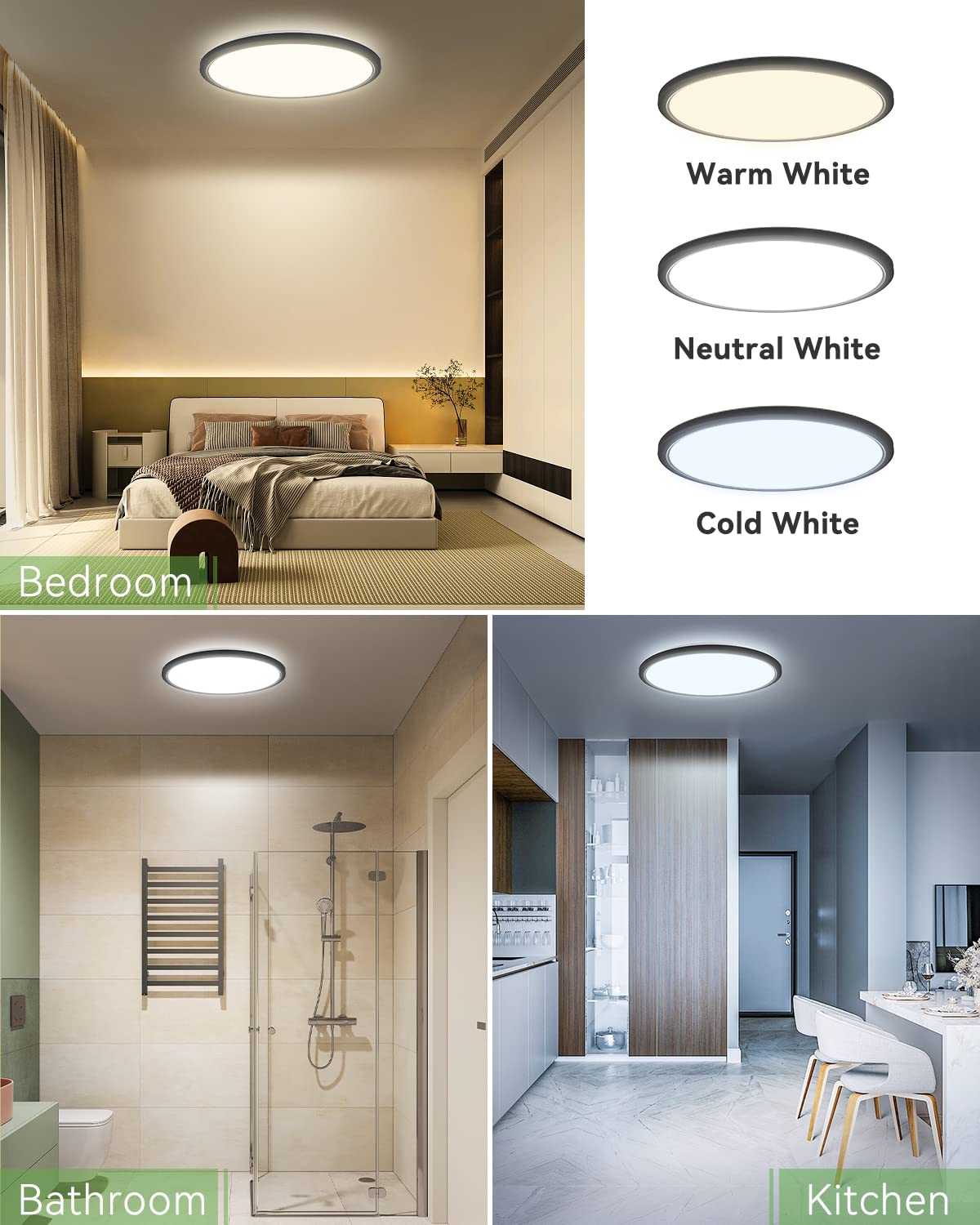 Zemty 4Pack 12 Inch Led Ceiling Light Flush Mount, 28W 3200Lm Super Slim Flush Mount Ceiling Light Fixtures, 3000K/4500K/6000K S