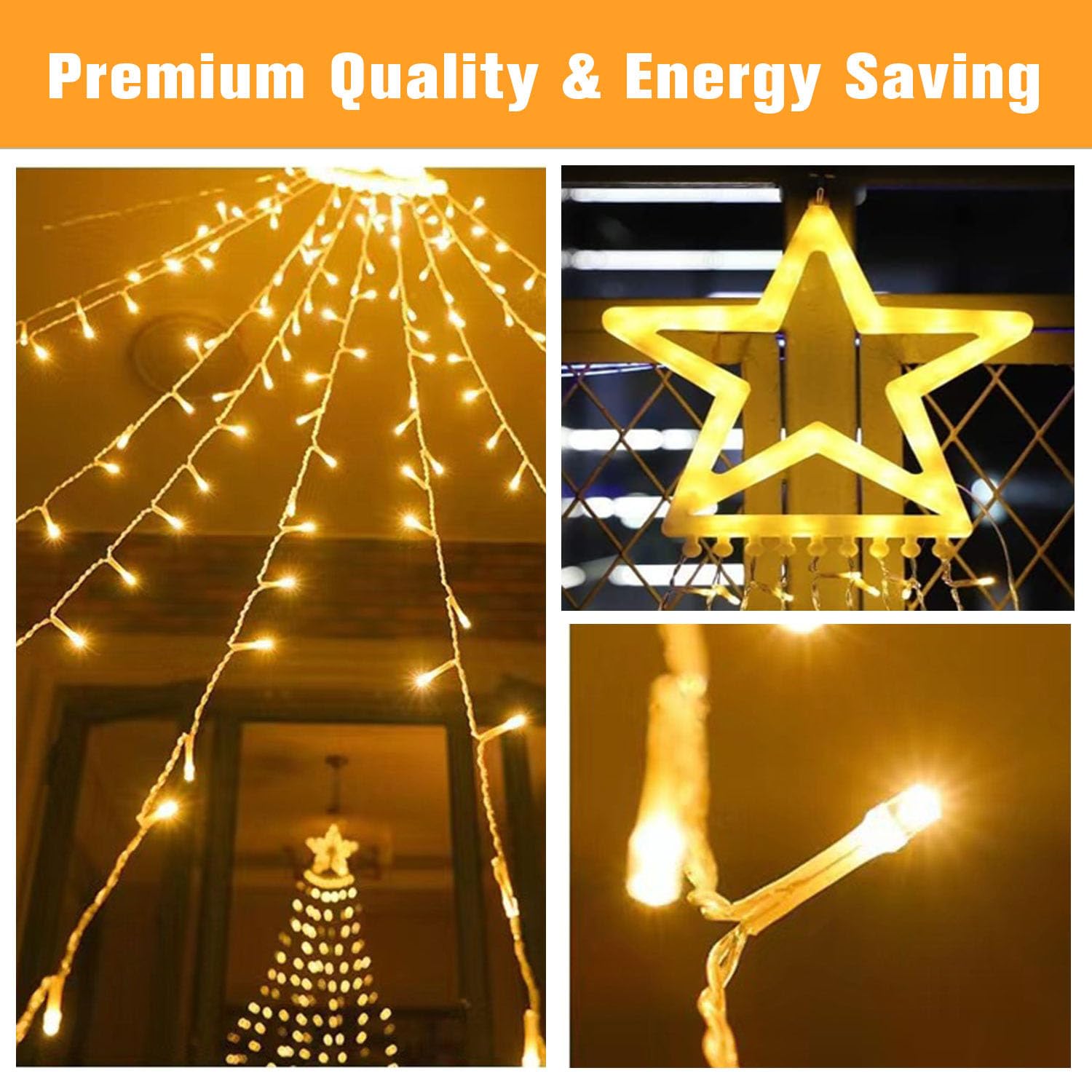 Miniao 320 Led Star String Lights - 11.5 Ft Warm White Outdoor Christmas Decorations