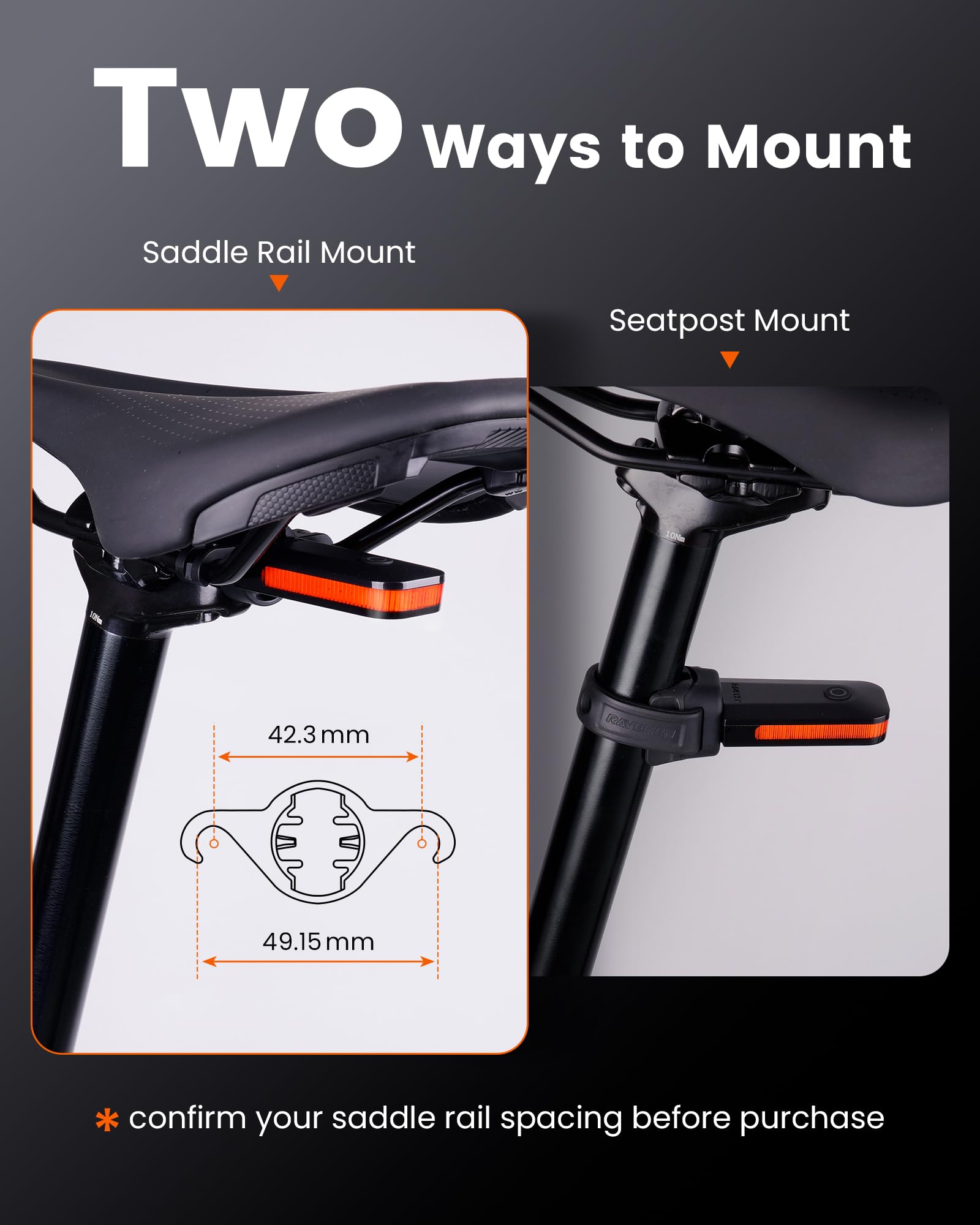 RAVEMEN CL01 Bike Tail Light, 300 Wide-Angle Rear Bicycle Light for Night Riding, Saddle Mount Bike Taillight Safety Accessories