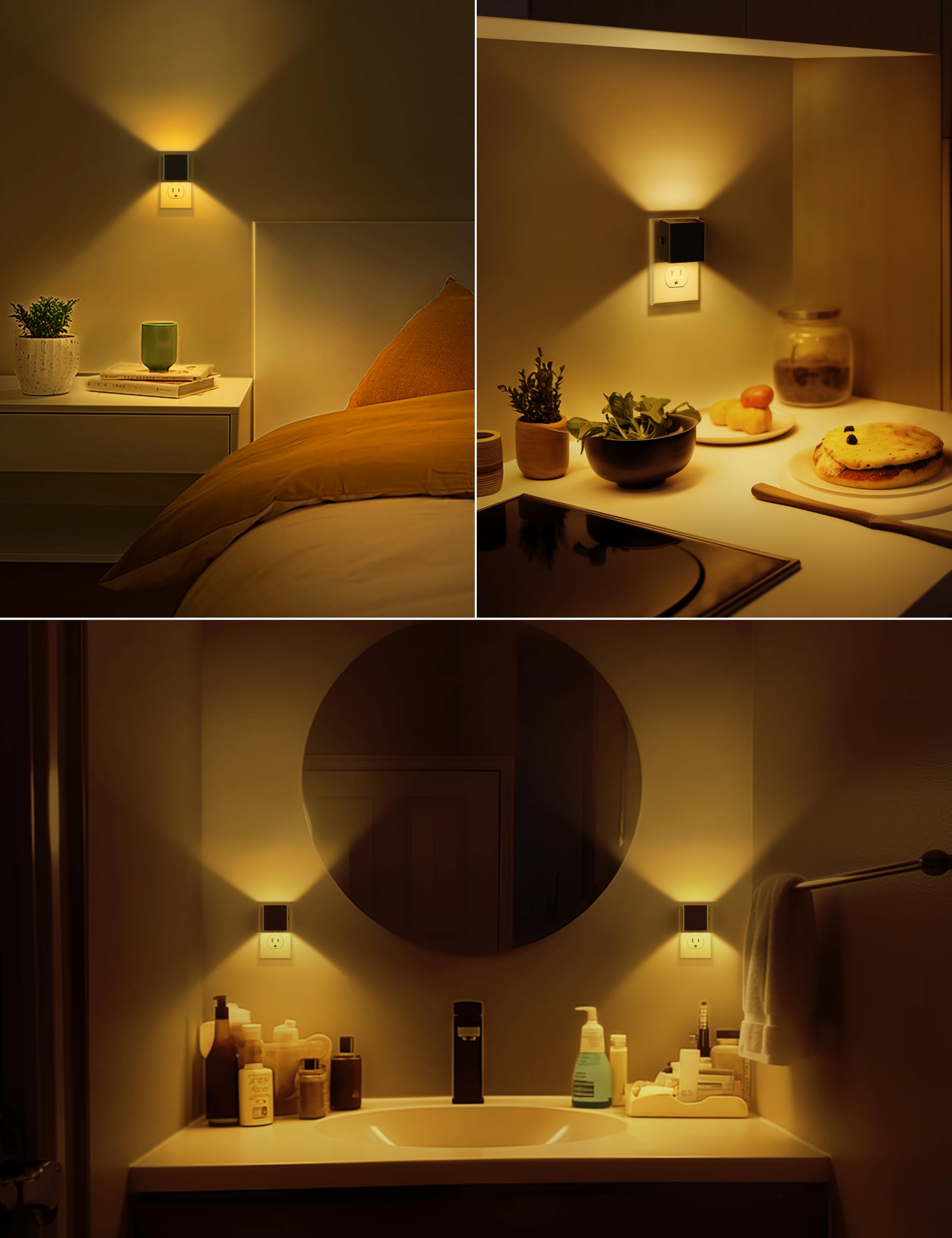 Doresshop Led Night Lights Plug Into Wall [2 Pack], Plug In Nightlight, 3 Level Brightness Adjustable Night Light, Dusk To Dawn