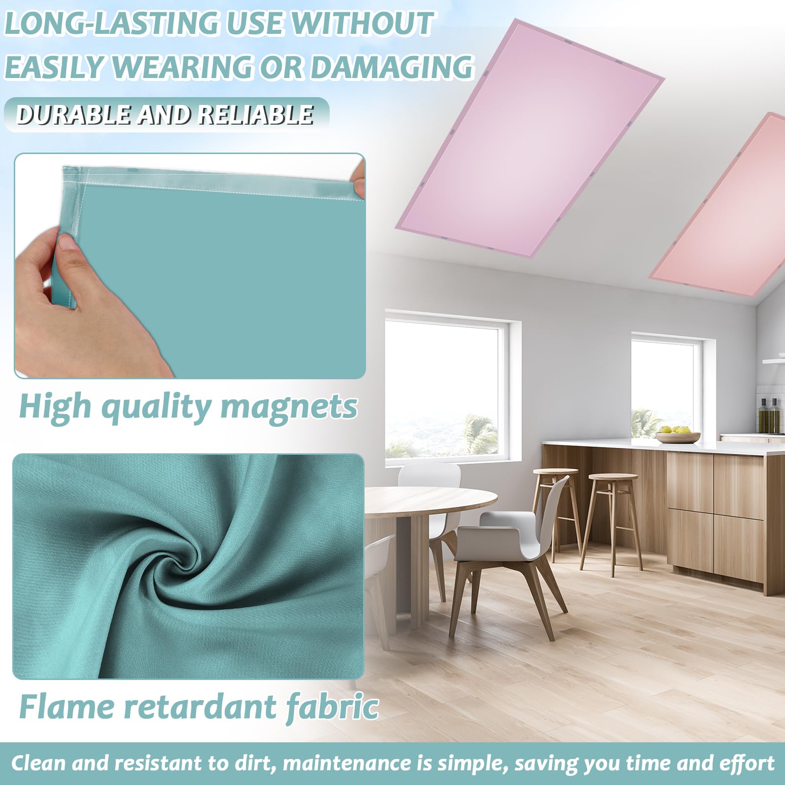 Wiooffen 8 Pcs Fluorescent Light Covers, 4x2 ft, Magnetic Installation, Light Colorful, Model YM0856 for Classroom & Office