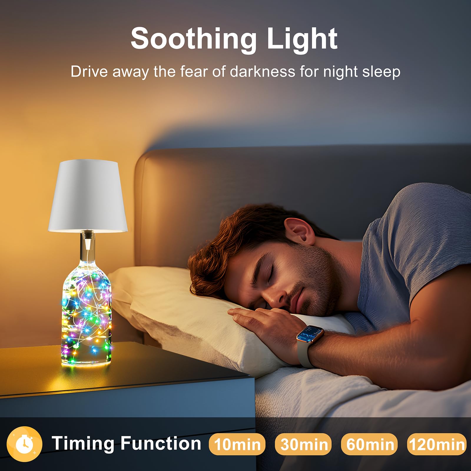 HOMEBEST Wireless Bottle Lamp with Remote & Timer, Rechargeable, White, 1 Pack, Model HL10-WH1P