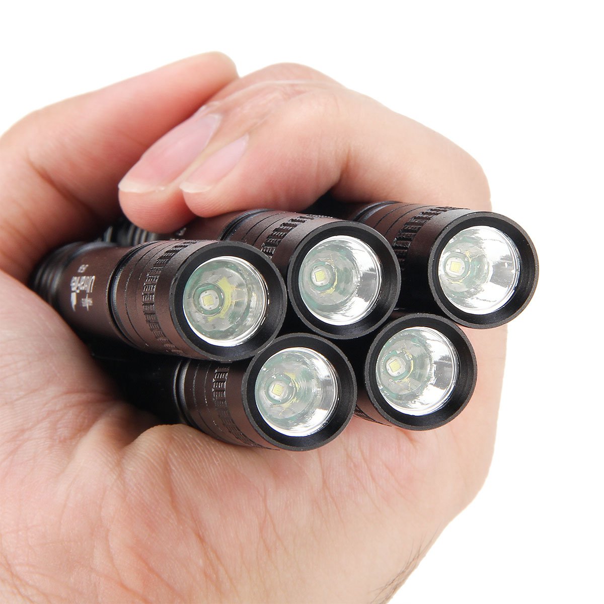 ULTRAFIRE Pocket-Sized Flashlight UF-3AL, 80 Lumens, Black, Aluminum, 5 Pack