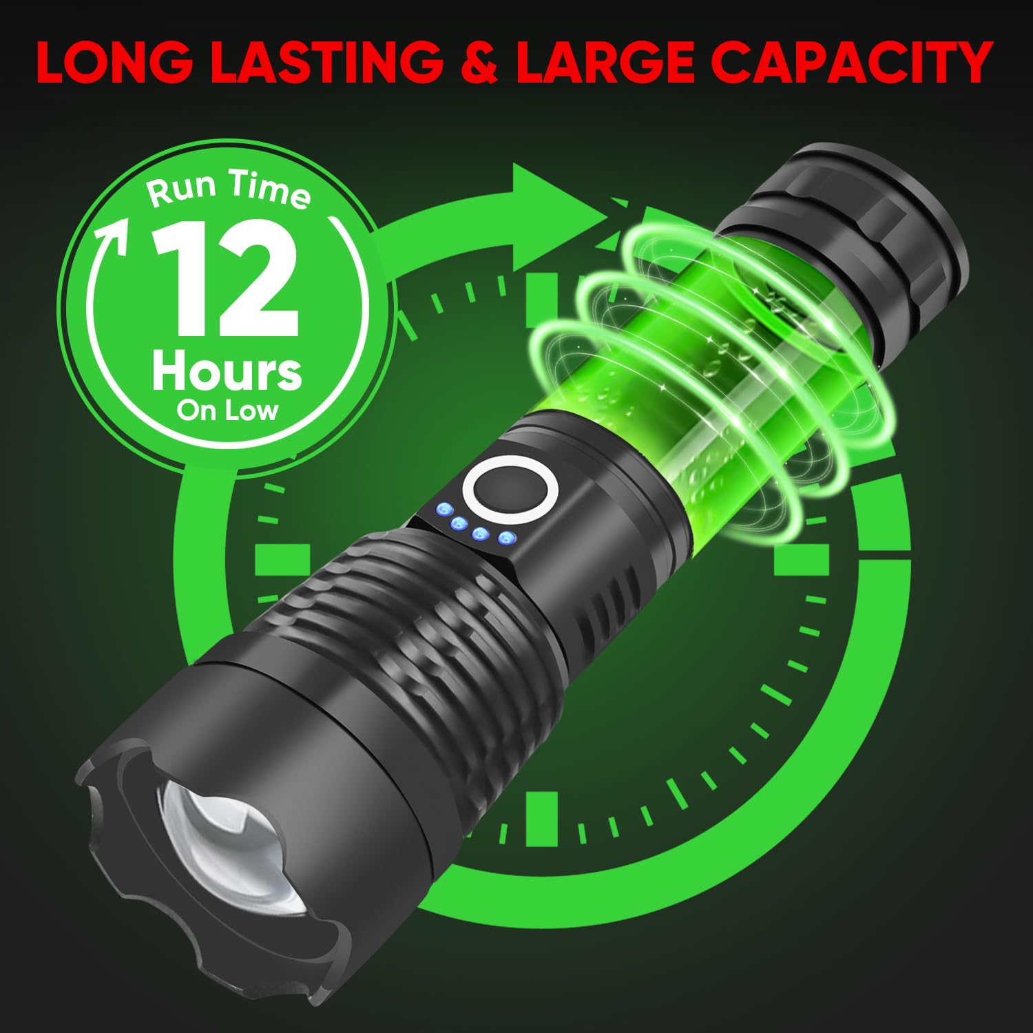 Hinsgear Rechargeable Flashlights High Lumens, High Power Led Flashlight Xhp70.2 Powerful Tactical Flashlight With Zoomable Focu