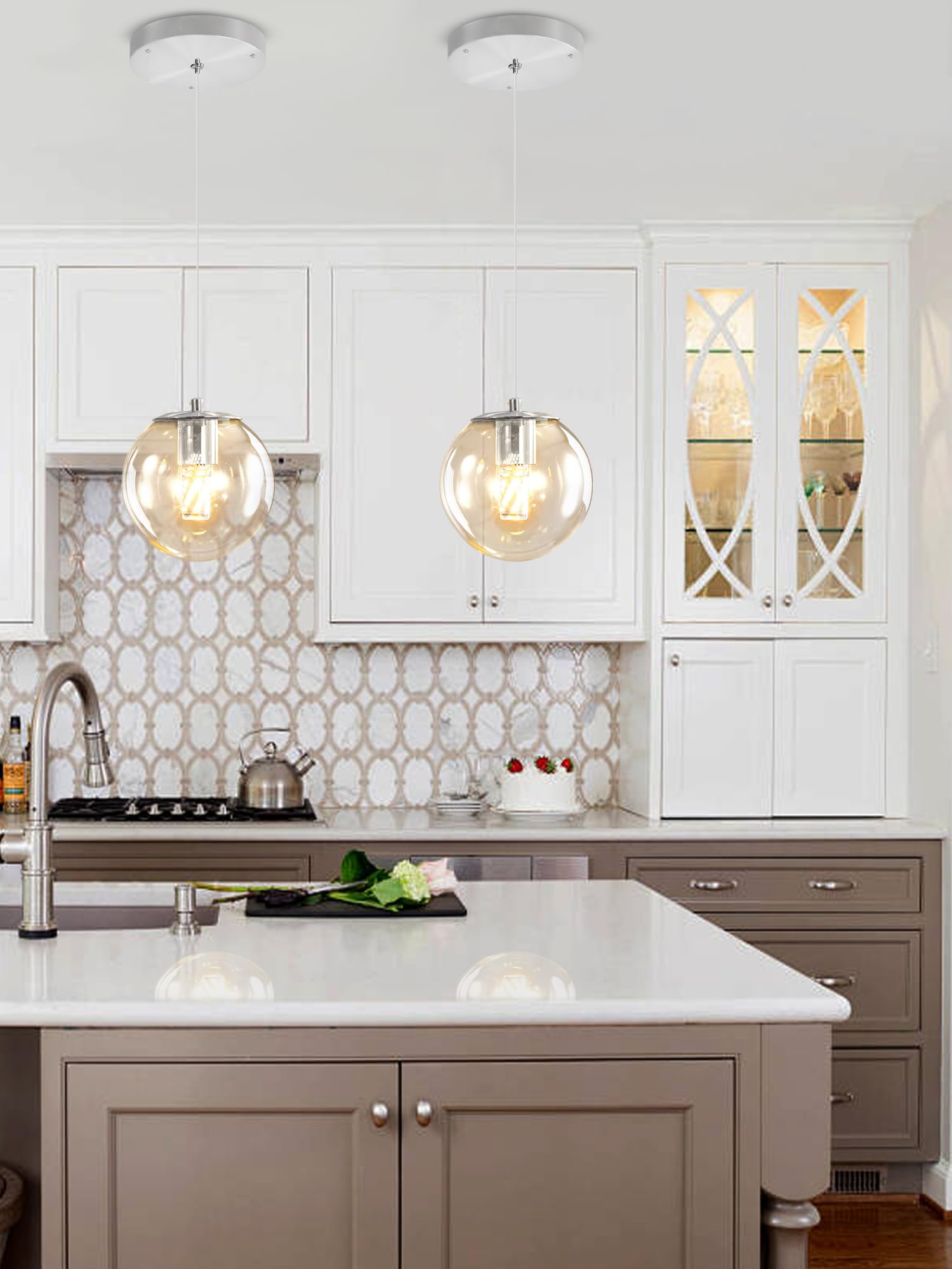 Ykolupty 1 Light Hanging Indoor Kitchen Island Pendant Light Clear Glass Pendant Ceiling Light Fixtures Black Finish Modern Farm