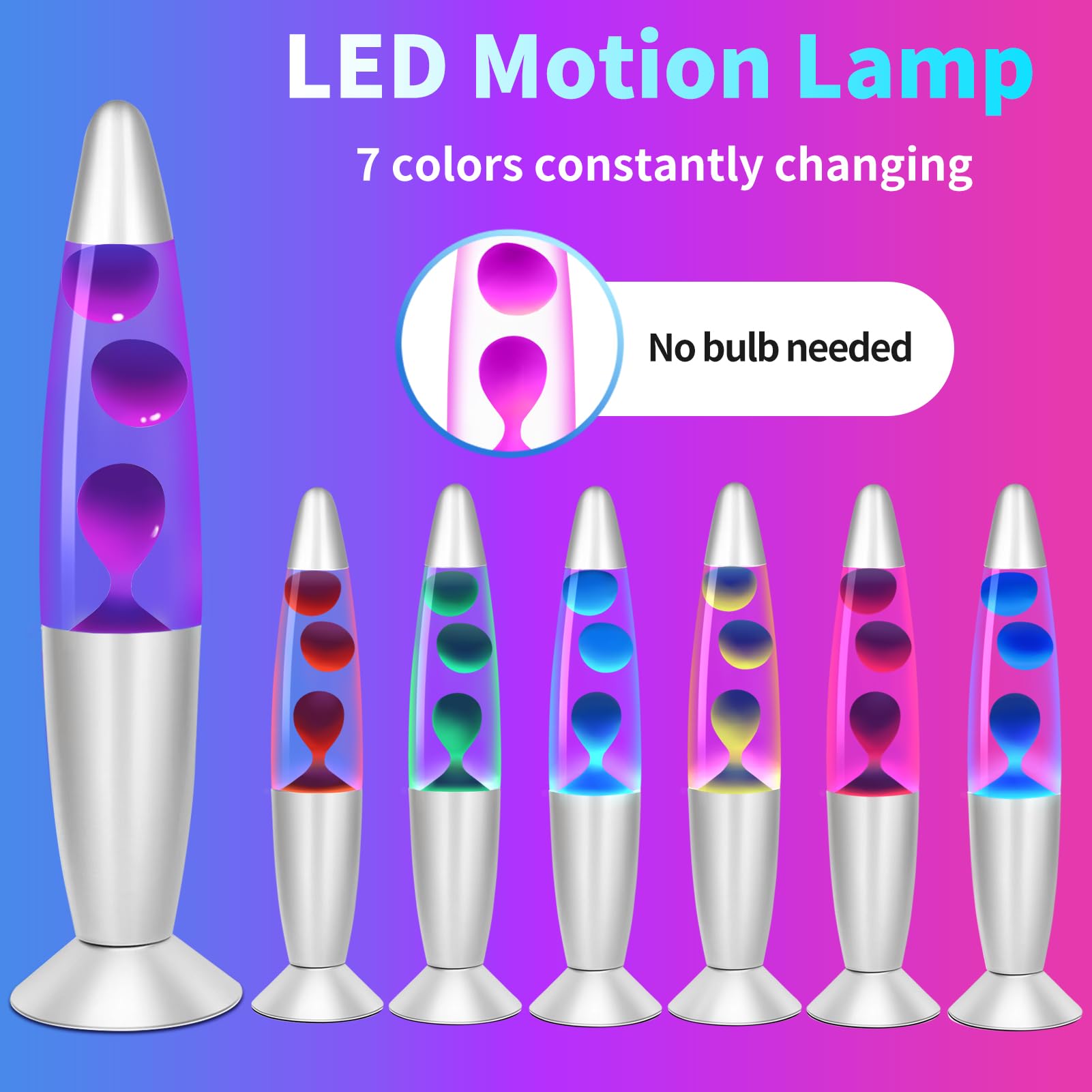 Dalavalampa LED Color Changing Liquid Motion Lamp, 13in Small, Purple, Model 4163C-01, Relaxing Night Light for Home Décor