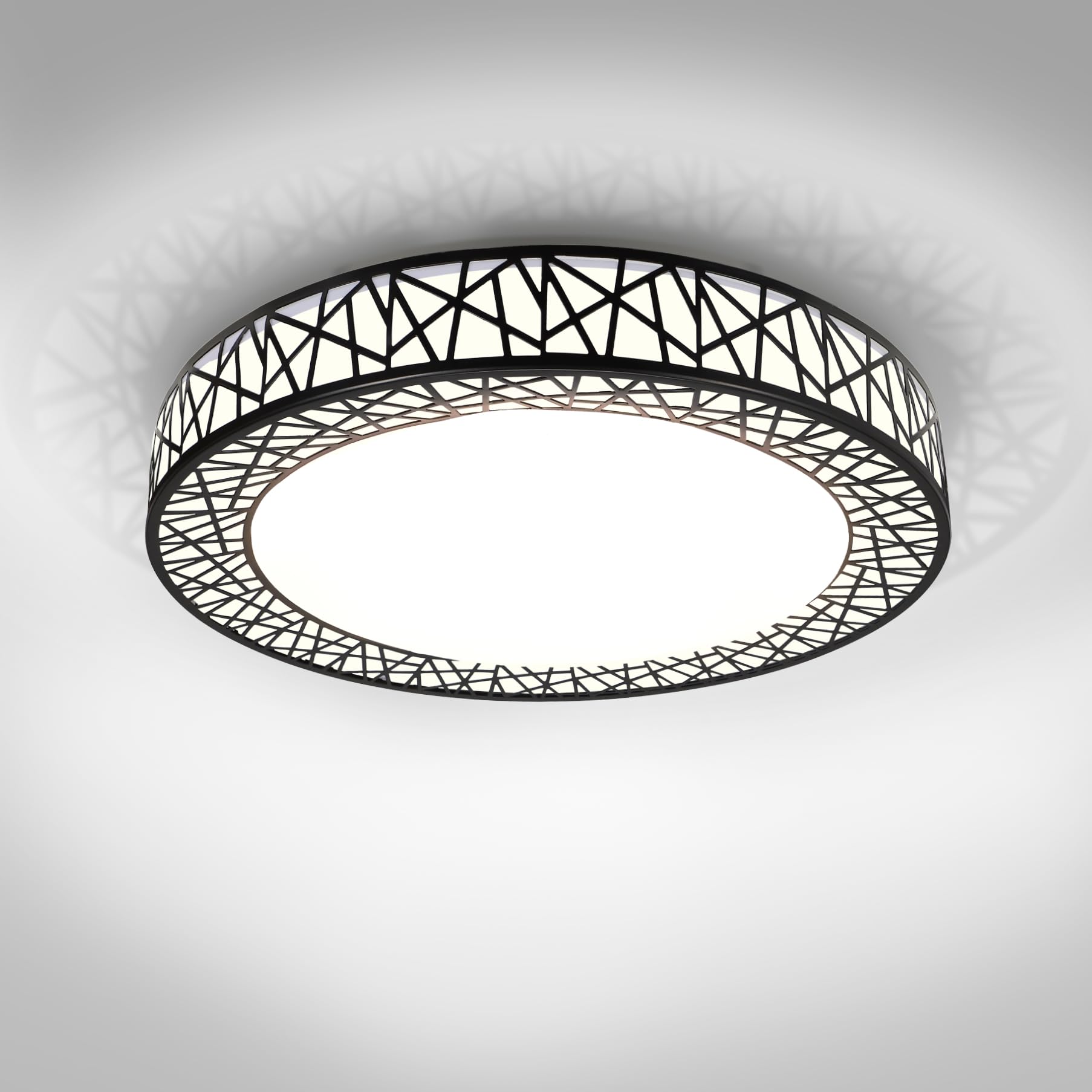 ASD 18 Inch LED Flush Mount Ceiling Light, 35W 1992LM, Dimmable, Adjustable 2700-5000K, Black, Model A-LFC-LF18