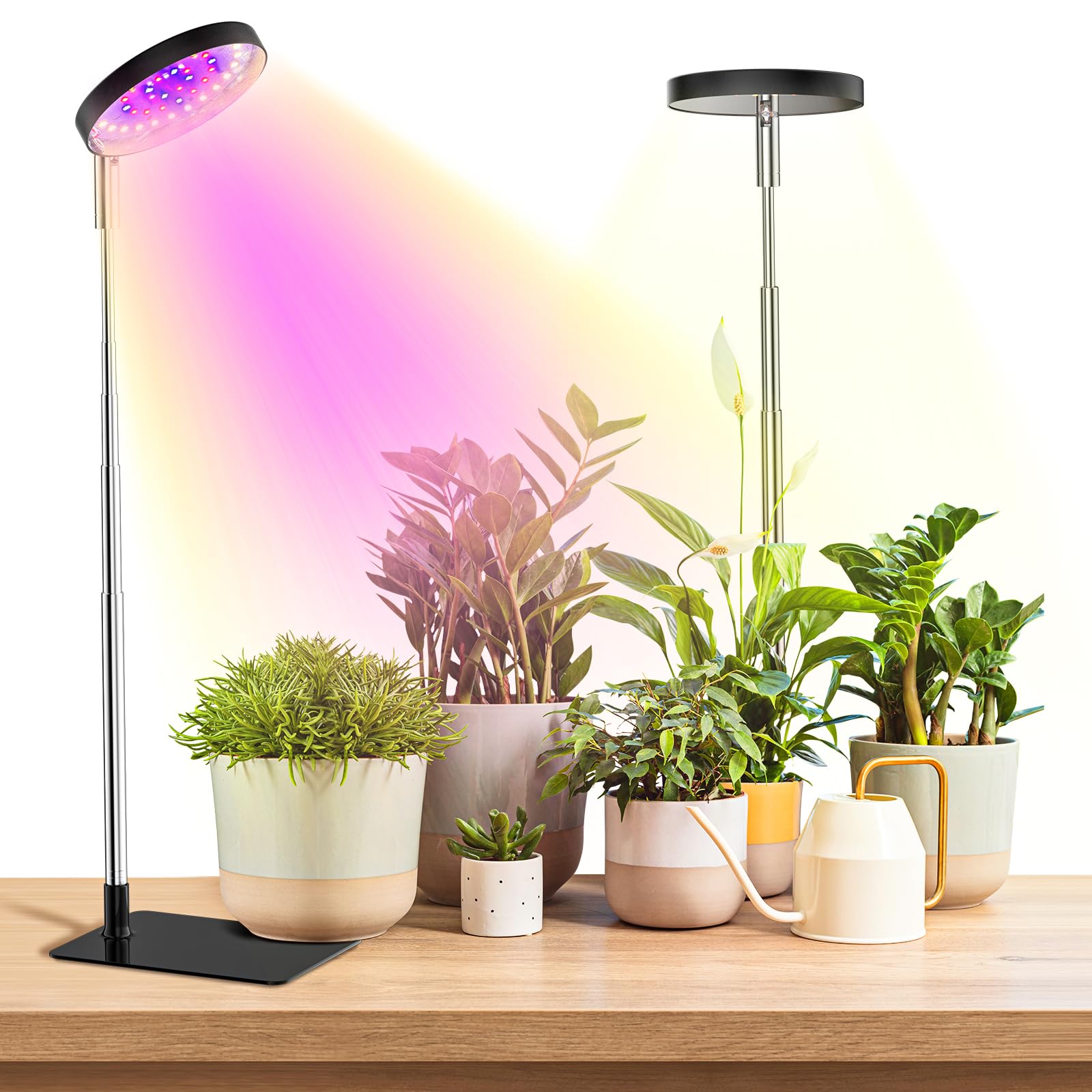 YUYMIKA Grow Lights for Indoor Plants, Full Spectrum, 48 LEDs, 3 Spectrums, 2 Packs, Black