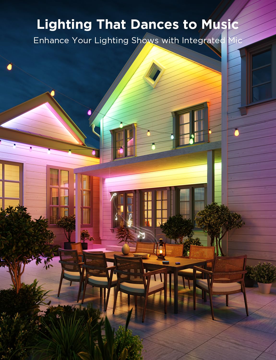 Govee 98.4ft Outdoor LED Strip Lights, Smart RGBIC, IP65 Waterproof, Works with Alexa & Google Assistant, Multicolor
