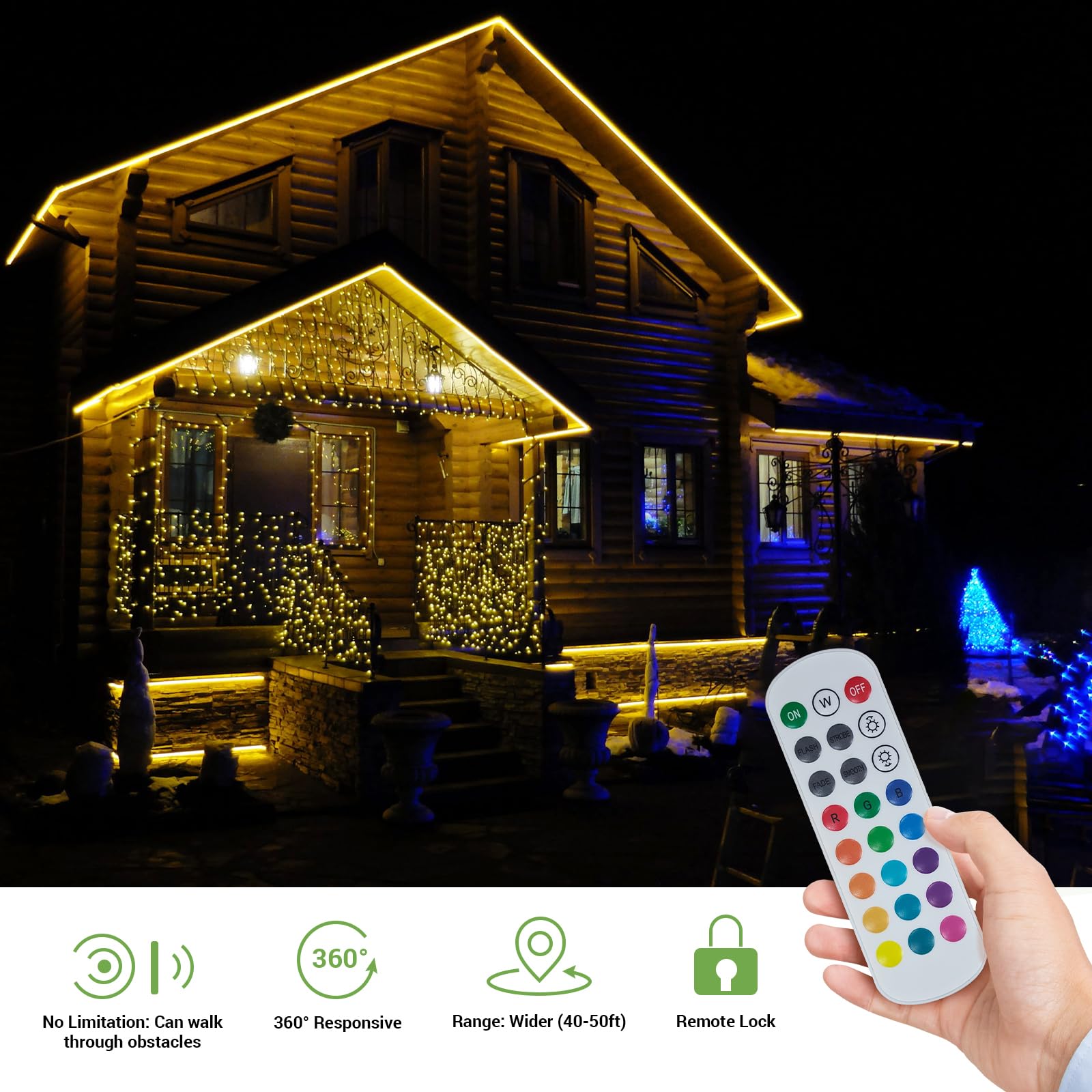HotMoon Smart LED Outdoor Rope Light 52.5ft RGB Music Sync App Control IP65 Model NTS50-RGB-US-F