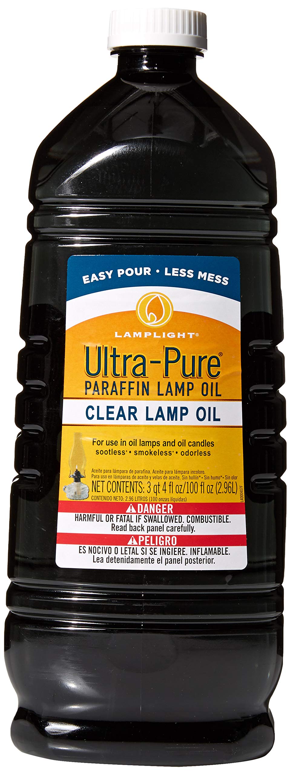 Lamplight Lf60001 Ultra-Pure Liquid Paraffin Indoor Use, Sootless, Smokeless And Odorless, Emergency Kit Lamp Oil, 100 Fl Oz (Pack Of 1), Clear