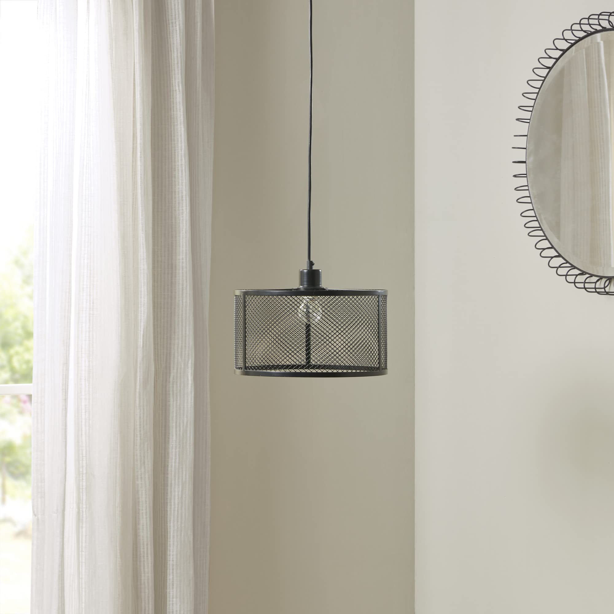 INK+IVY Jaxson Modern Pendant Light Fixtures for Kitchen Island, Hanging Ceiling Lamp with Black Metal Cage Shade, 76 Drop, Cont