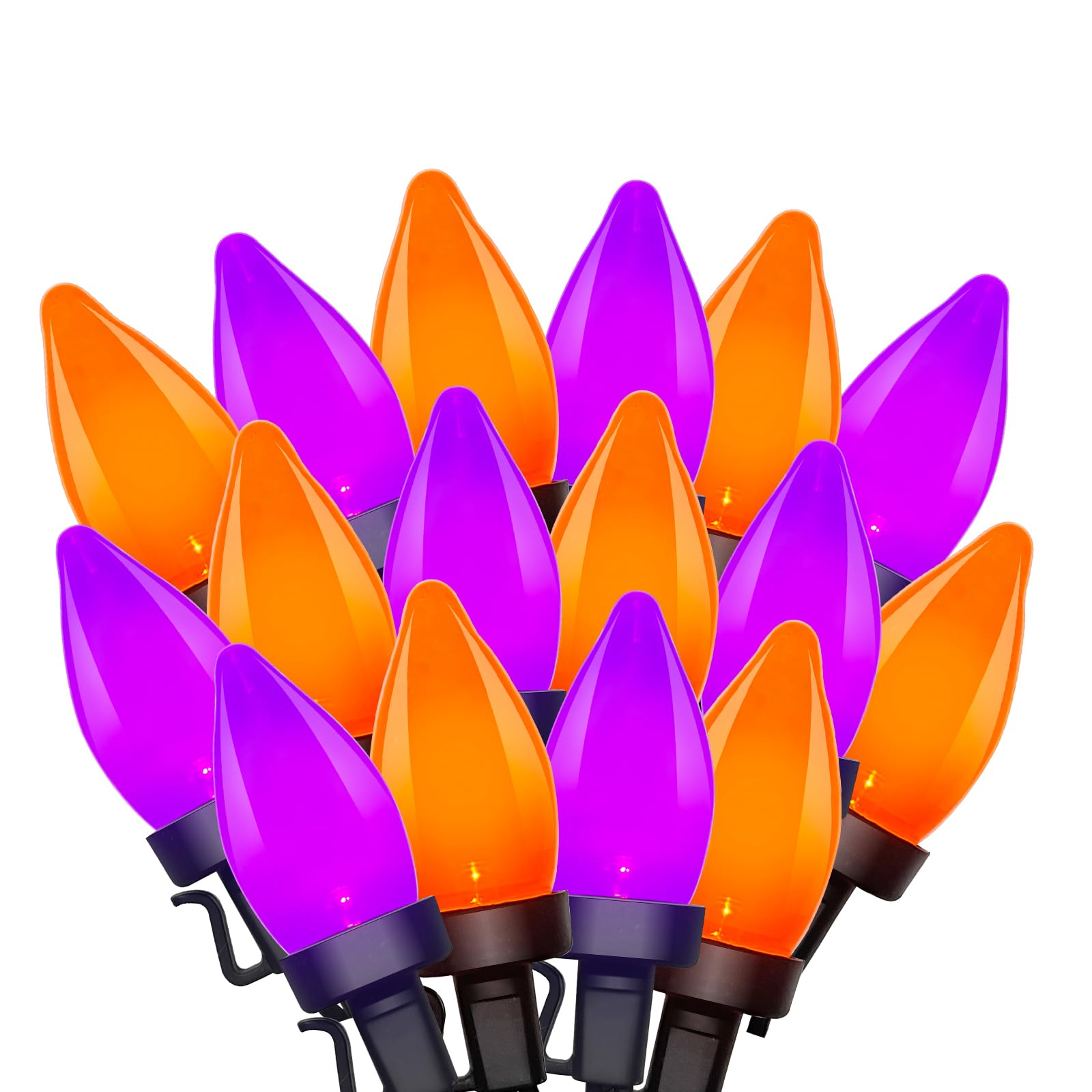 Doratale Halloween String Lights, 50 LED, 26ft, Waterproof, Orange Purple, Outdoor Indoor Decorations