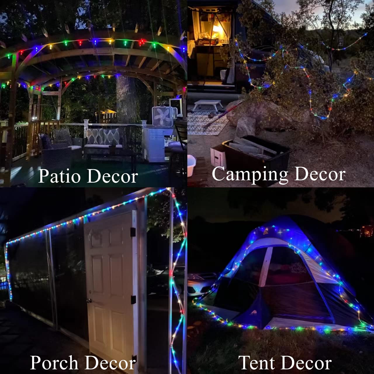 Qitong Christmas Solar Rope Lights, 2 Pack Each 33Ft 100 Led Solar Rope Lights Outdoor Waterproof, 8 Modes Clear Tube Christmas