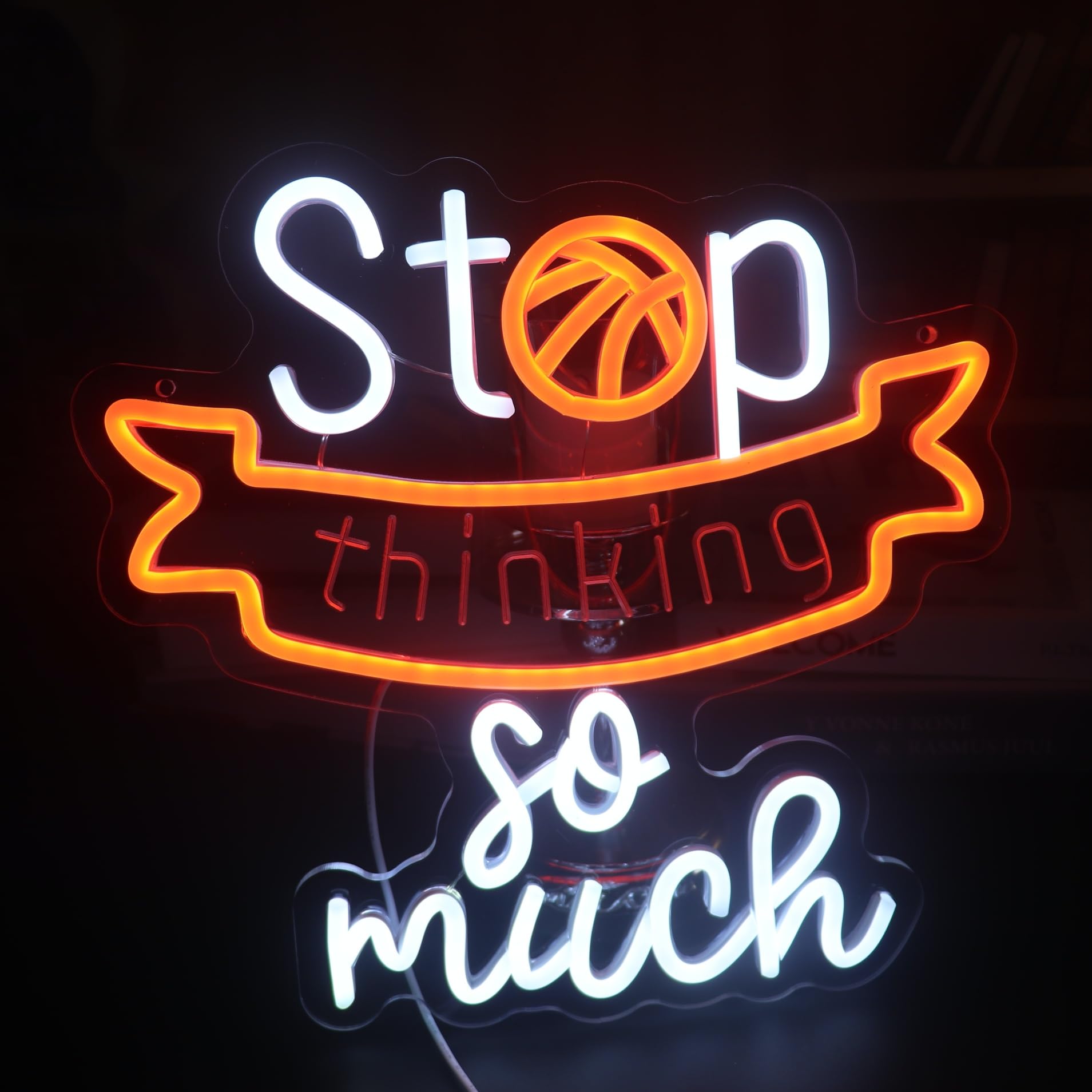 Basketball Neon Sign  Stop Thinking So Much Sport Neon Light Sign Led Decorations Light Up Signs  Basketball Club Lights  Game Room Wall Art Decorations Christmas Birthday Gifts
