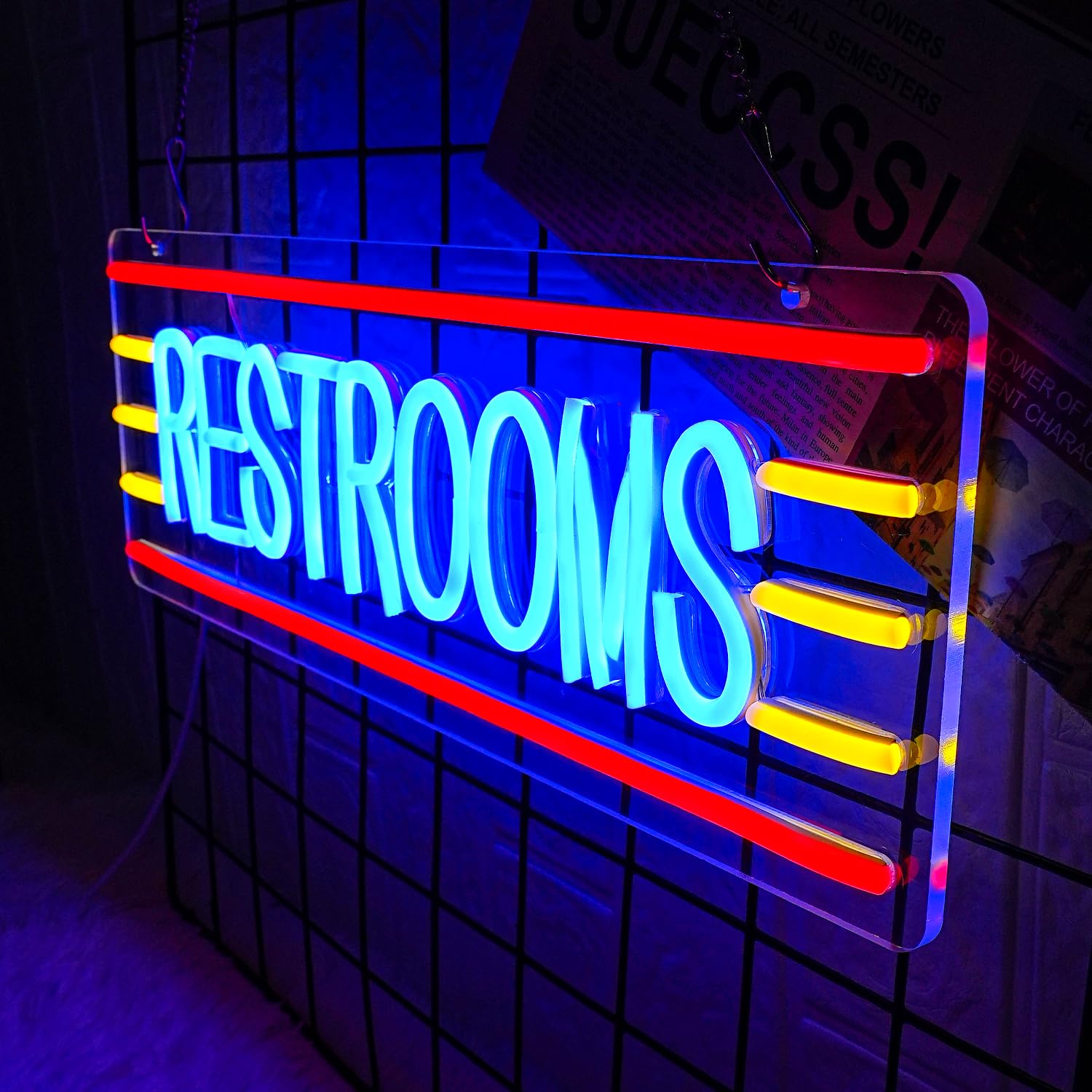 LMSIGNLY Neon Sign for Restrooms - Colorful LED Light, 16.9inx5.9in, Perfect for Business, Bathroom, Bar, Shop, Hotel, Mall Decor
