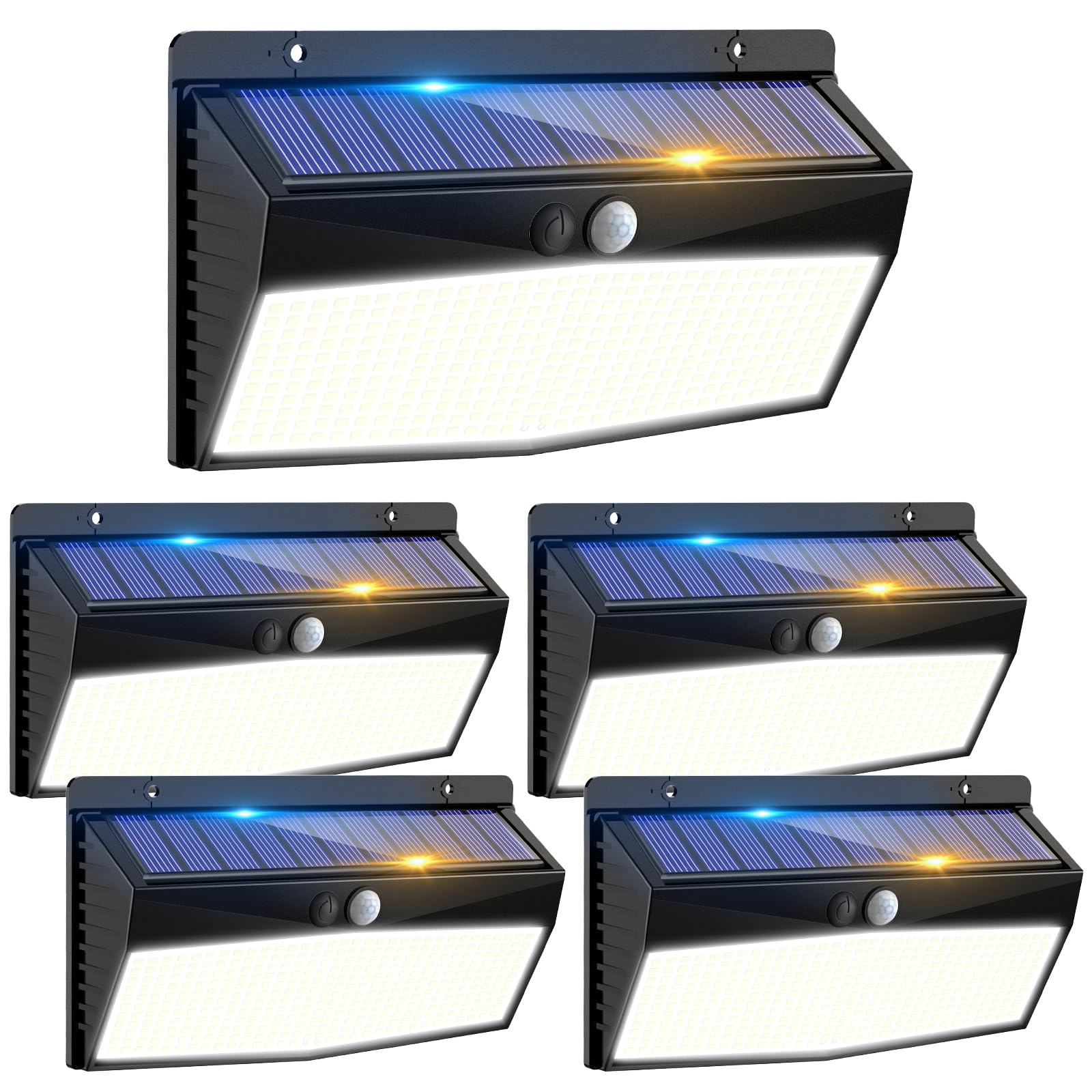 Peasur 5 Pack LED Solar Lights Outdoor Motion Sensor, Waterproof, Plastic, Black