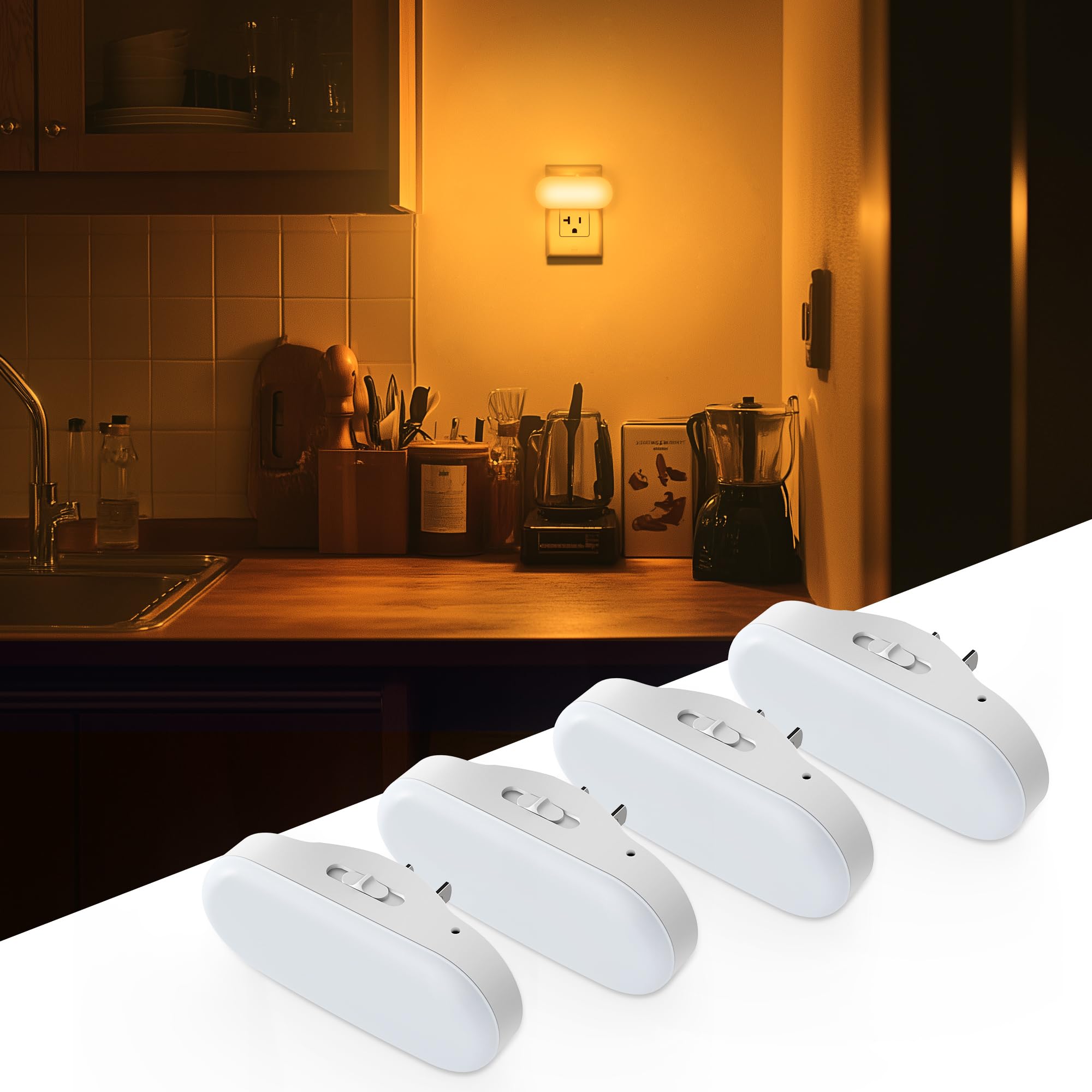 Doresshop Amber Night Lights Plug Into Wall  Dusk To Dawn Night Light 4Pack  1W Led Night Light For Bedroom  Kids Room