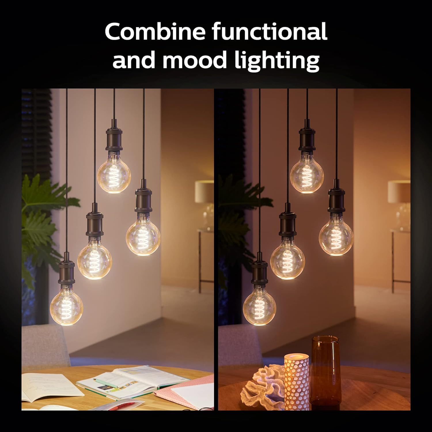 Philips Hue Smart 60W G40 Filament LED Bulb - White Ambiance Warm-to-Cool White Light - 1 Pack - 550LM - E26 - Indoor - Control