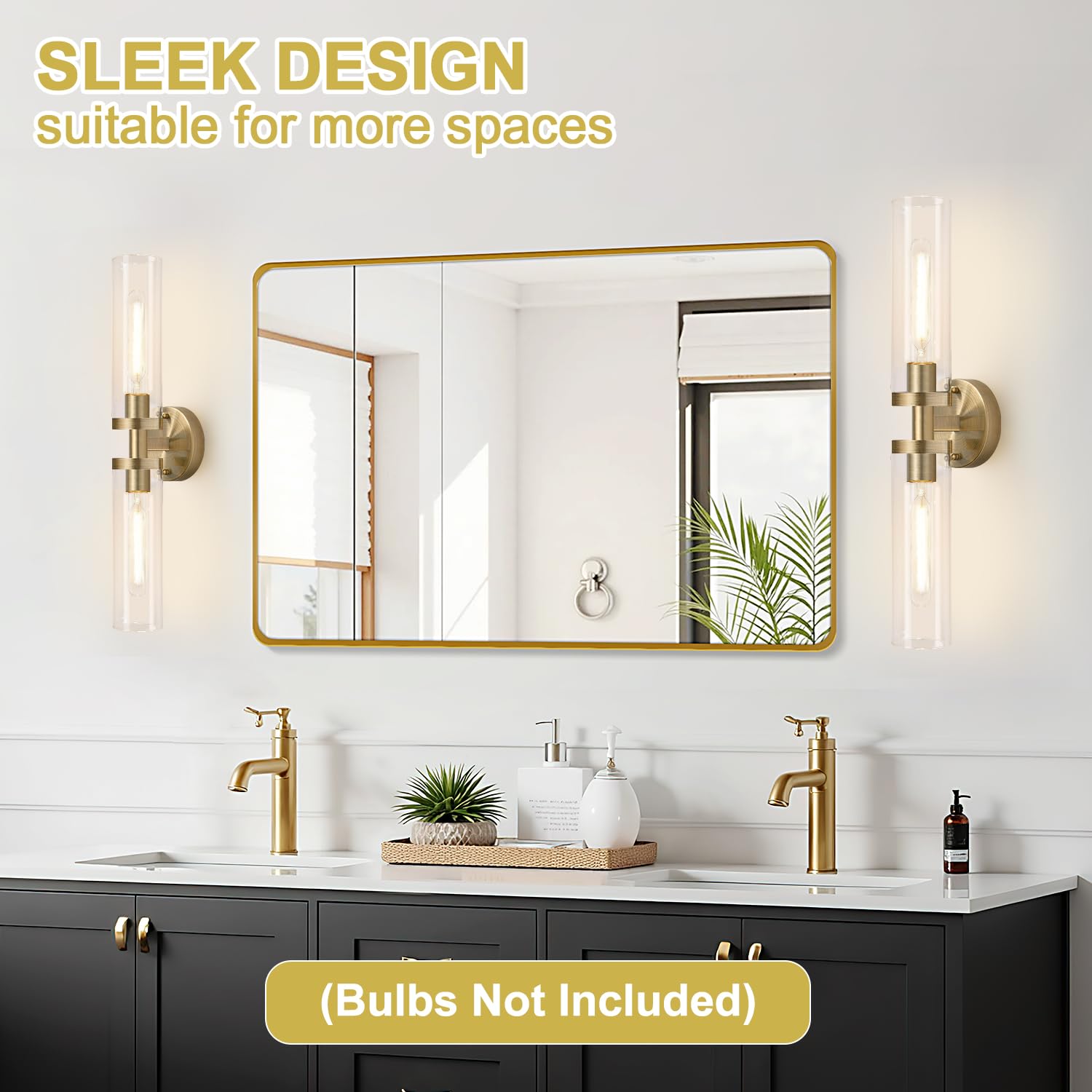 Wall Sconces Set Of Two, Hardwired Brass Bathroom Sconces Wall Lighting With Clear Glass, Modern Sconces Wall Decor Set Of 2 Wal