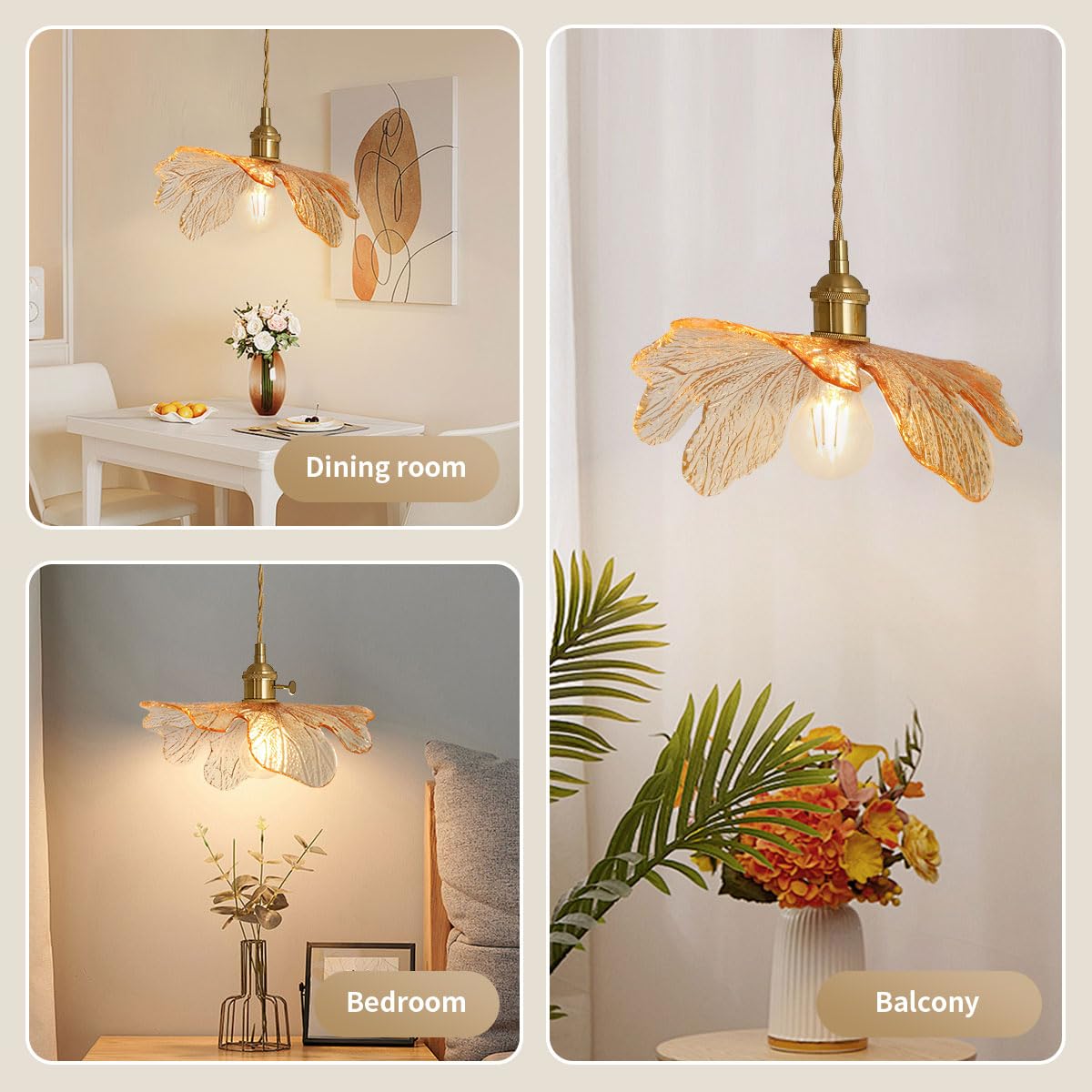 Auwieou Mid Century Modern Pendant Light Glass Pendant Lights With Hand Blown Amber Glass Shade Brass Pendant Light Farmhouse Go