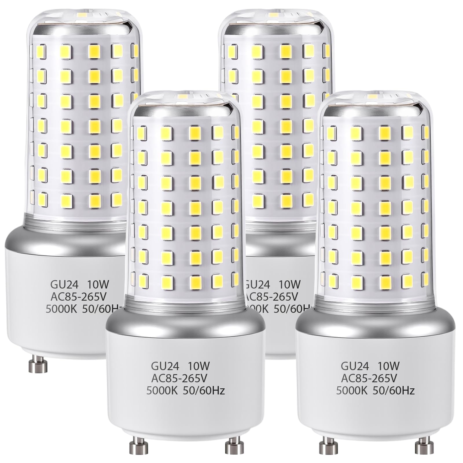 XRZT GU24 LED Light Bulb - Daylight White 5000K 100W Equivalent  Twist and Lock GU24 Pin Base with Two Prongs  Non-Dimmable  (4-Pack)