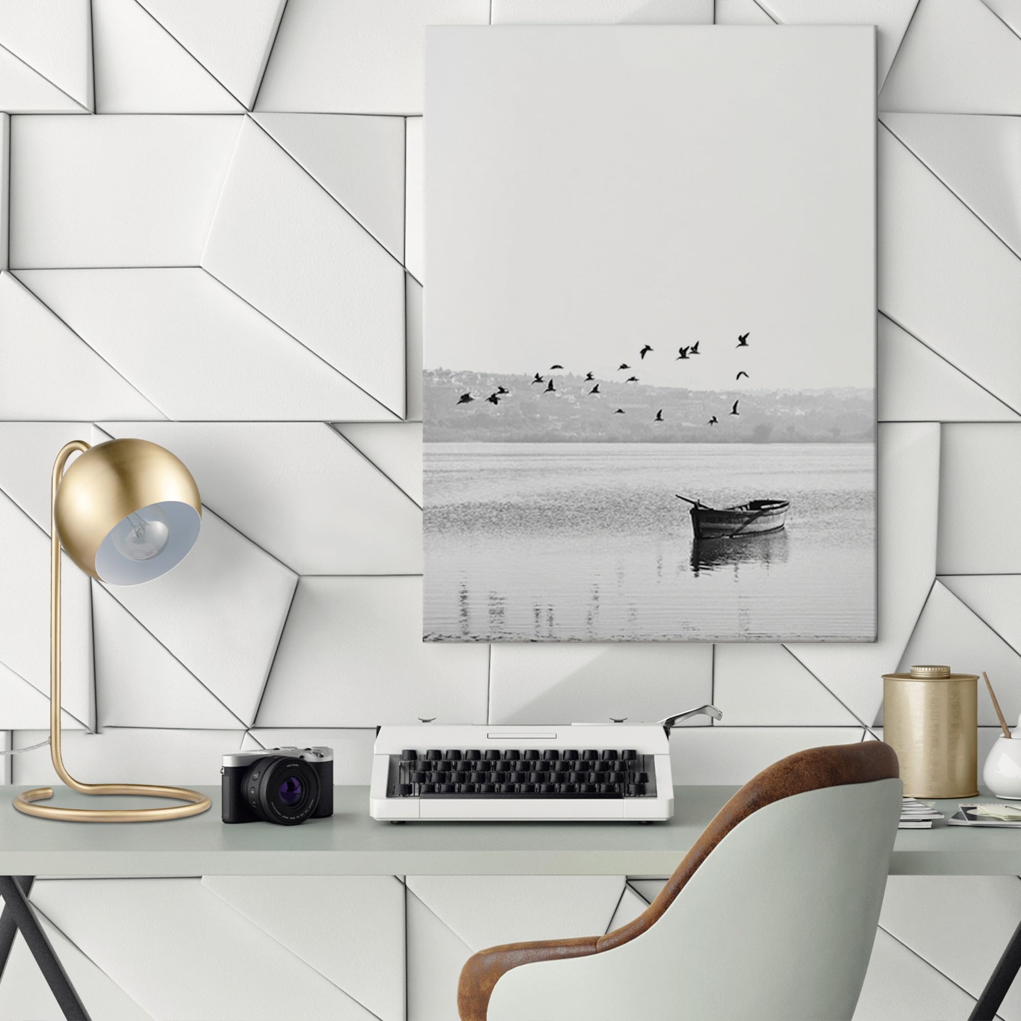 Globe Electric 52885 15'' Desk Lamp, Matte Brass, White Inner Shade, Modern, Home D?Or, Lamp For Bedroom, Home Office Accessorie