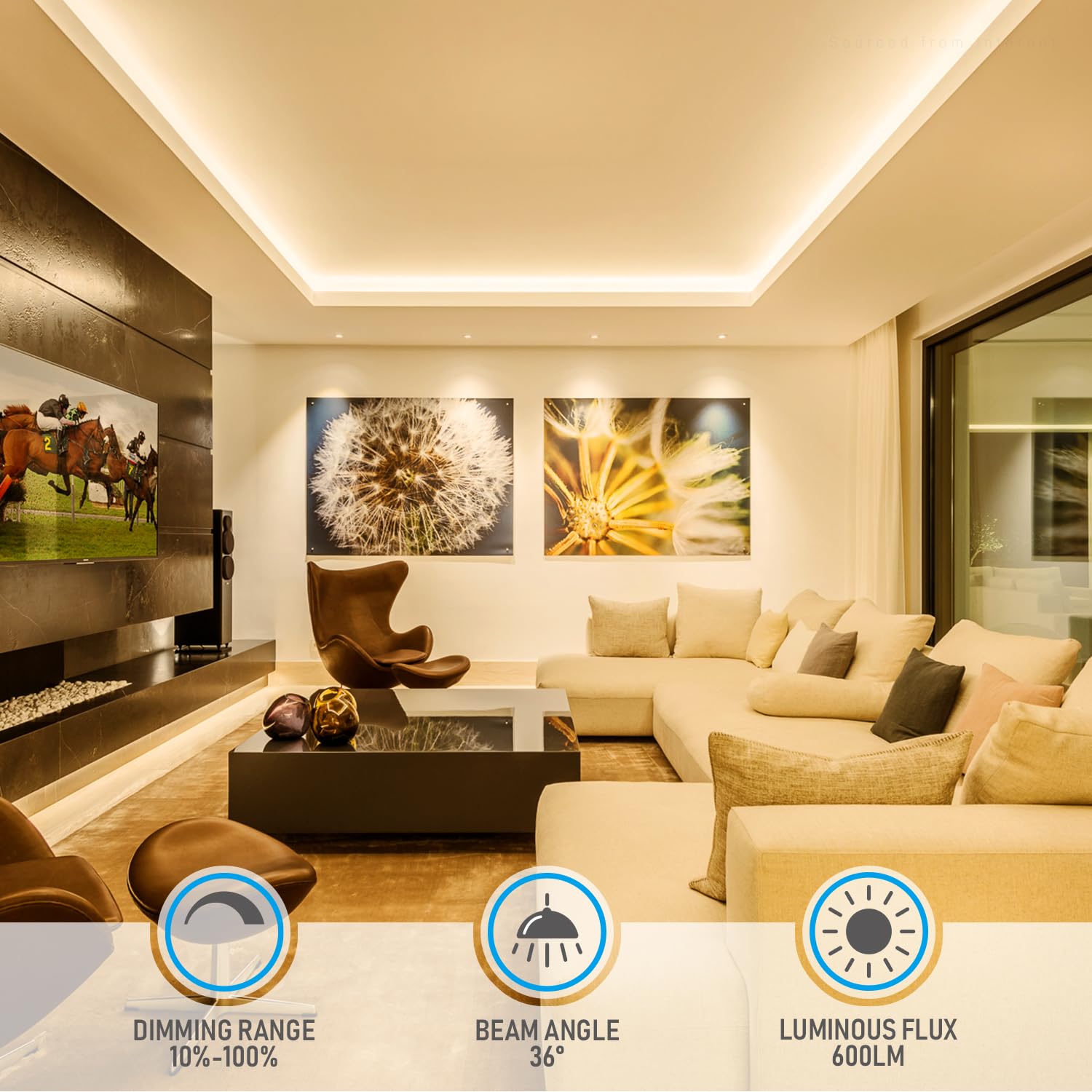 TORCHSTAR 2 Inch LED Recessed Lighting, 600lm, Dimmable, Warm White (3000K), IC Rated, ETL, Energy Star, 6 Pack