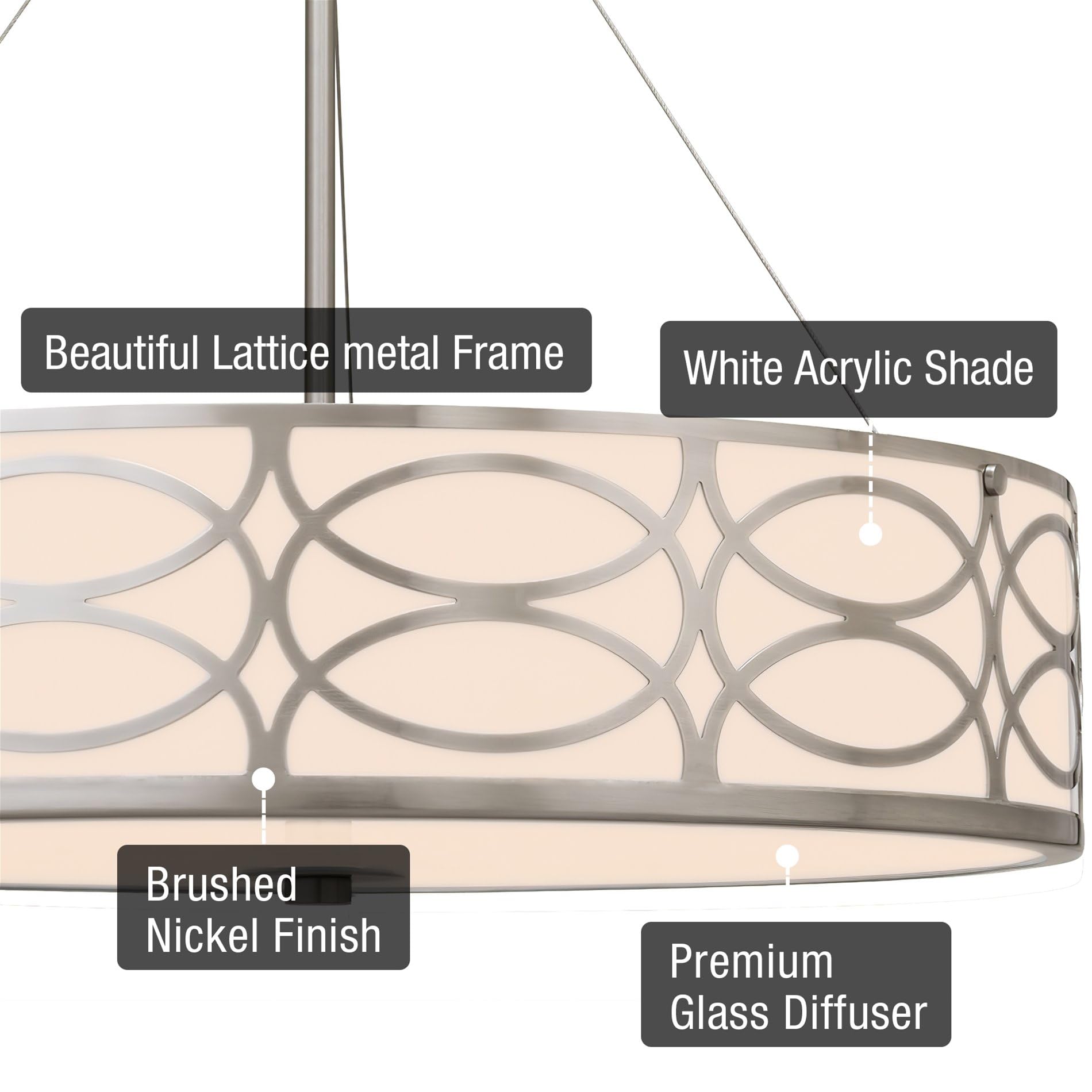 Kira Home Sienna 19" 3-Light Metal Drum Chandelier, Brushed Nickel Finish, Model RV-CC1969033-BN