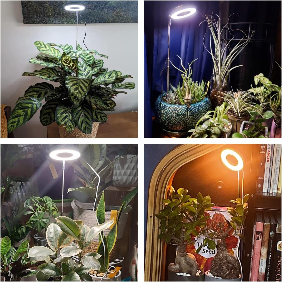 Aokrean Plant Grow Light, 48 LEDs Full Spectrum, Adjustable Height, 3 Spectrums, 10 Brightness, 3 Pack, Black, Model BL-C10A