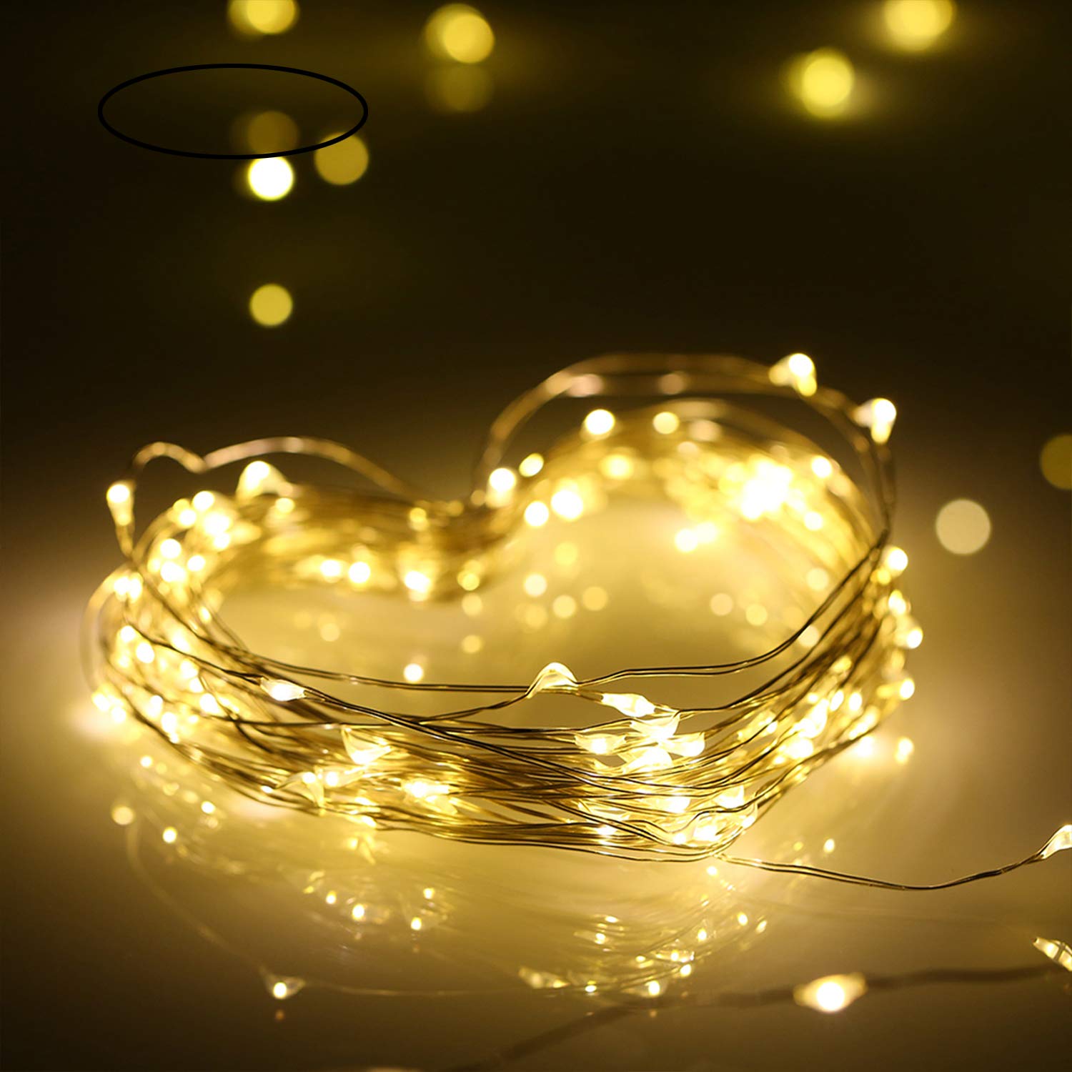 Mikasol Led String Lights, Mini Battery Powered Copper Wire Starry Fairy Lights, Battery Operated String Lights For Bedroom, Christmas, Parties, Wedding, Centerpiece, Decoration (10M/33Ft Warm White)