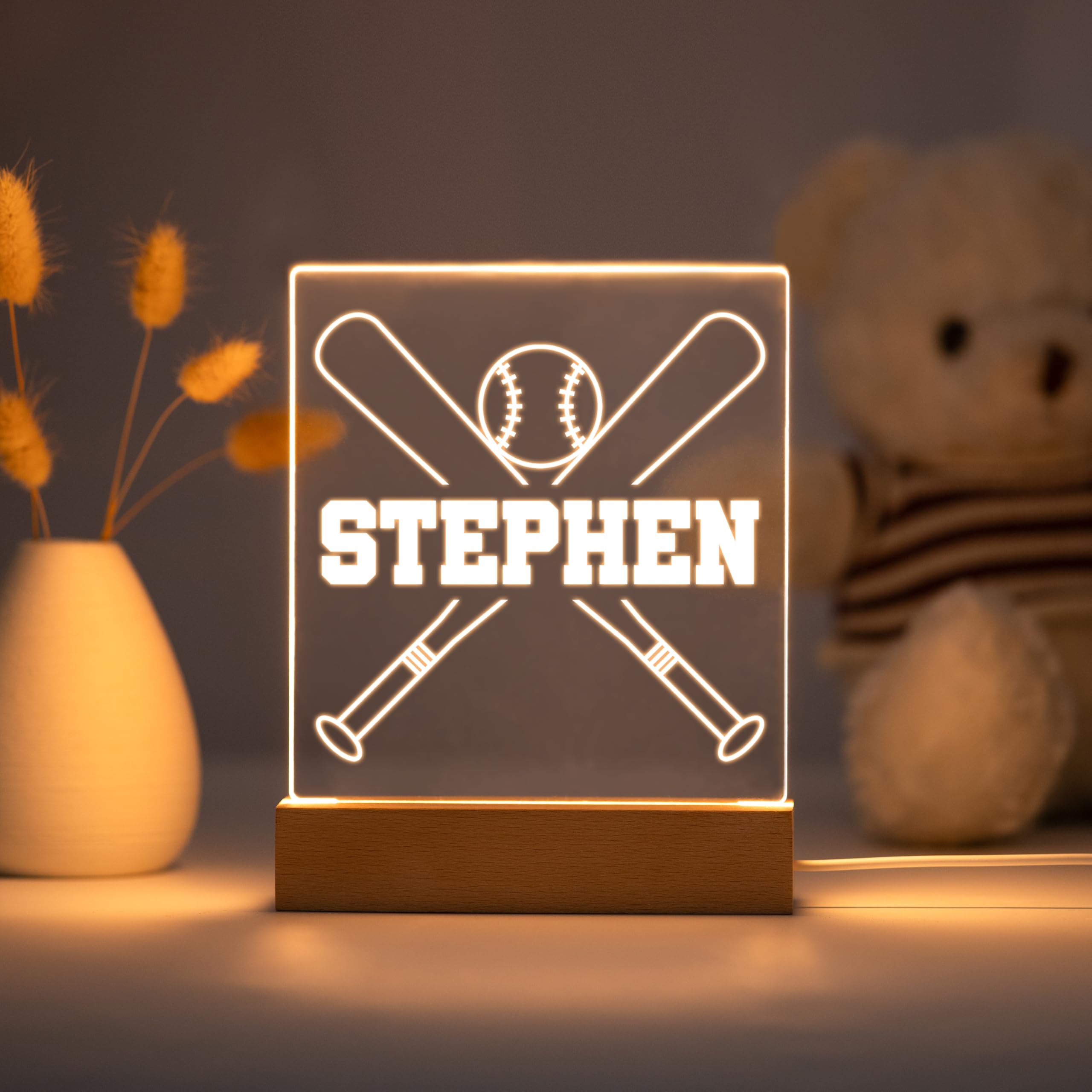 Personalized Night Light For Kids Girls Boys Customized Gifts For Baby Boy Bedroom Decor Baseball
