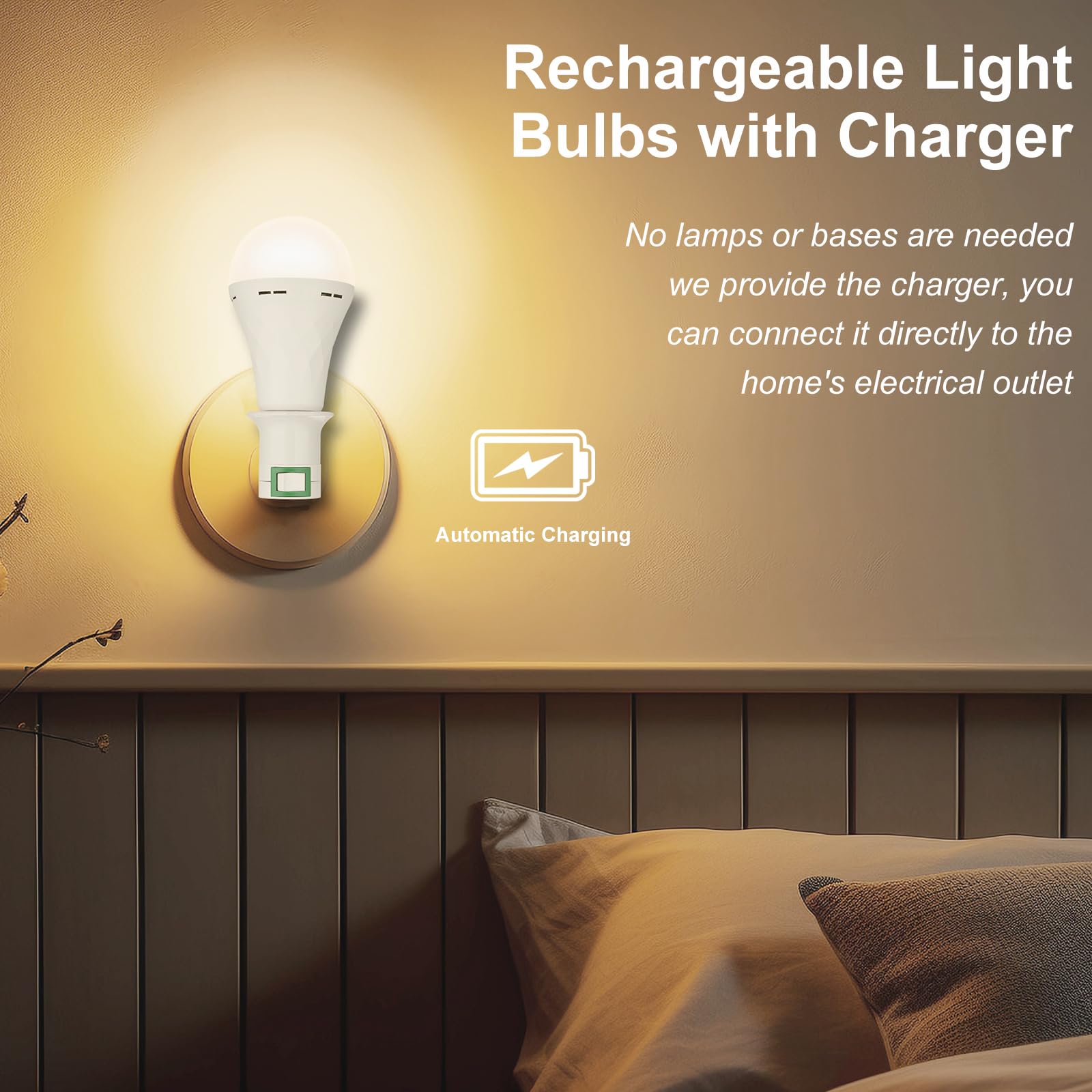 Ostwiki 9W Rechargeable LED Light Bulbs, 3000K Warm White, 6 Pack, Battery Backup for Power Outage & Camping - Model OST-100-9