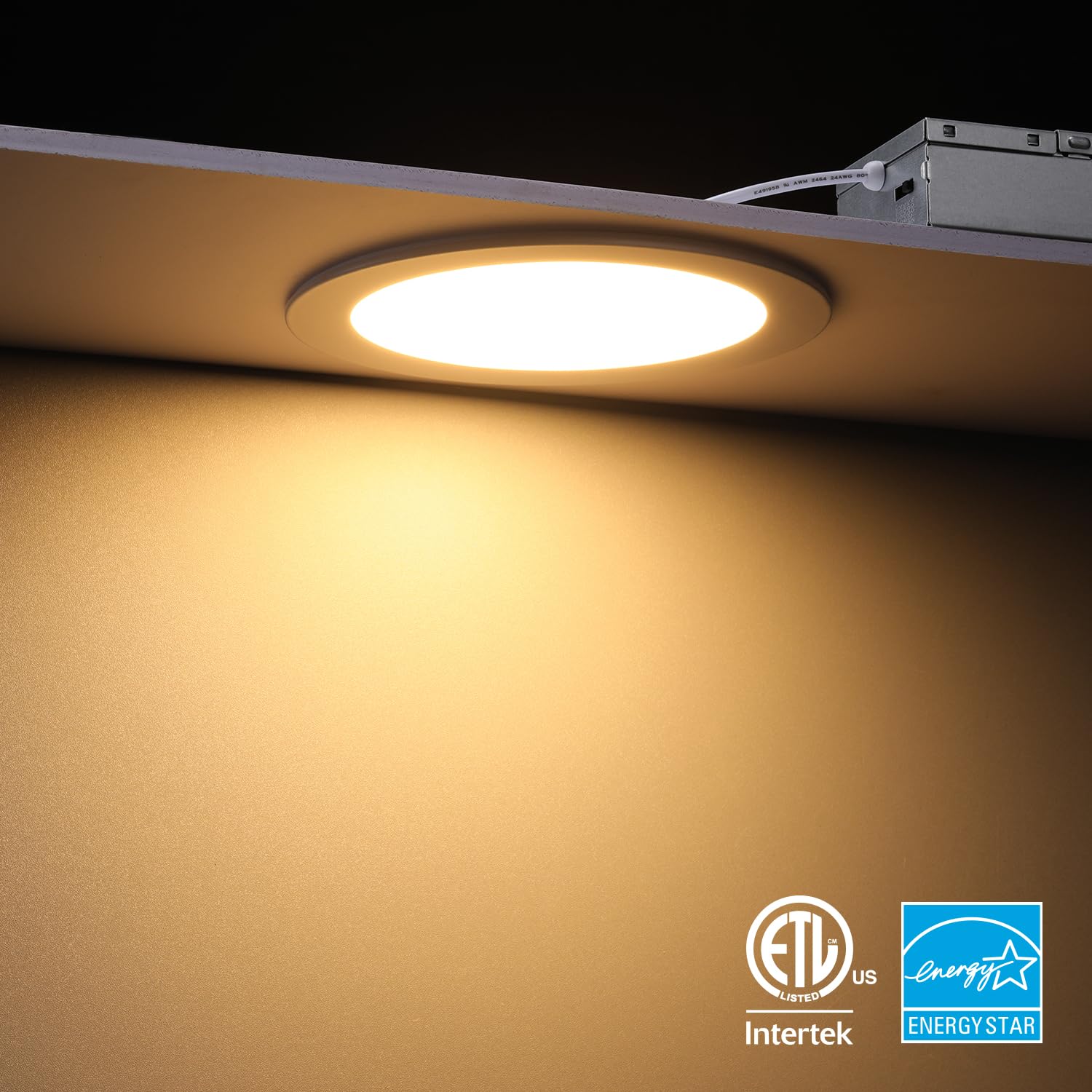 Torchstar 5Cct 6 Inch Slim Led Recessed Lighting With Junction Box, Cri90 Dimmable 12W Ultra-Thin Led Recessed Light, 27003000350040005000K Selectable, 1000Lm Led Downlight, Etl & Es, Pack Of 6