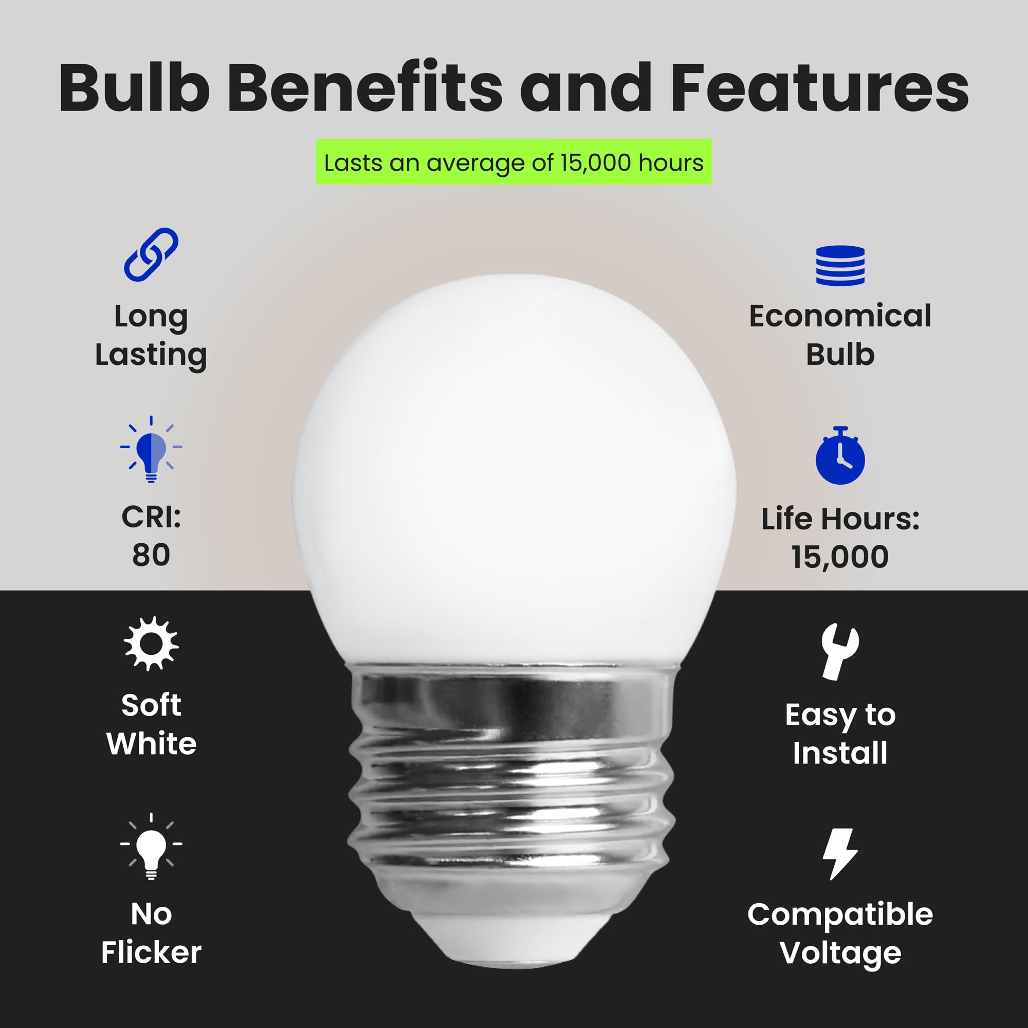 Feit Electric S11 Led Bulb E26 Base, Non Dimmable, 30W Equivalent, 2700K Soft White, 120V, 15,000 Hour Lifetime, Led Night Light