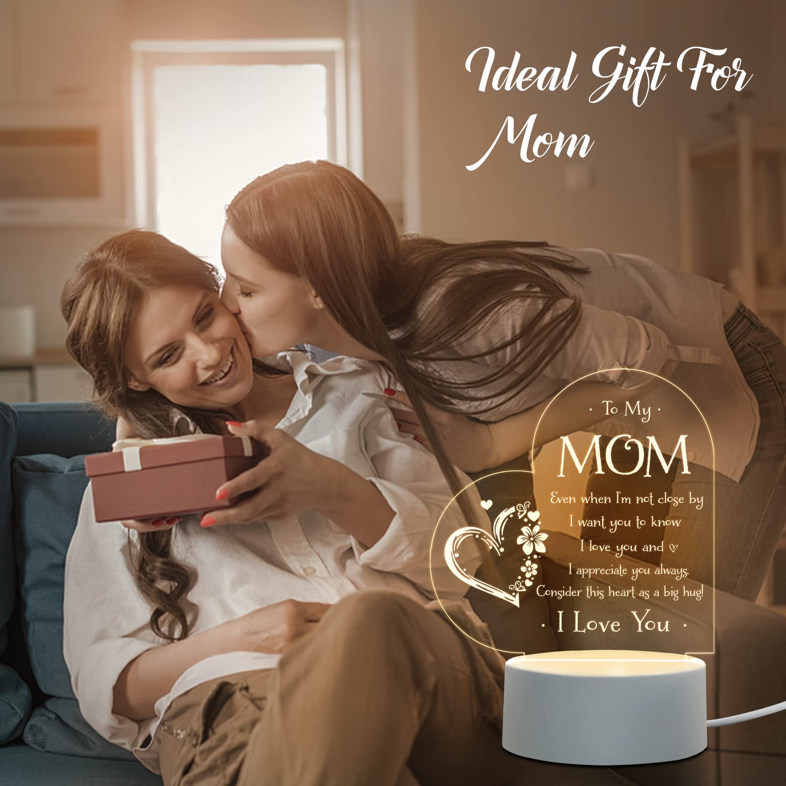 Afterprints Gifts For Mom - To My Mom Night Light, Mother Gifts From Daughter Son On Birthday, Mothers Day, Christmas, Engraved