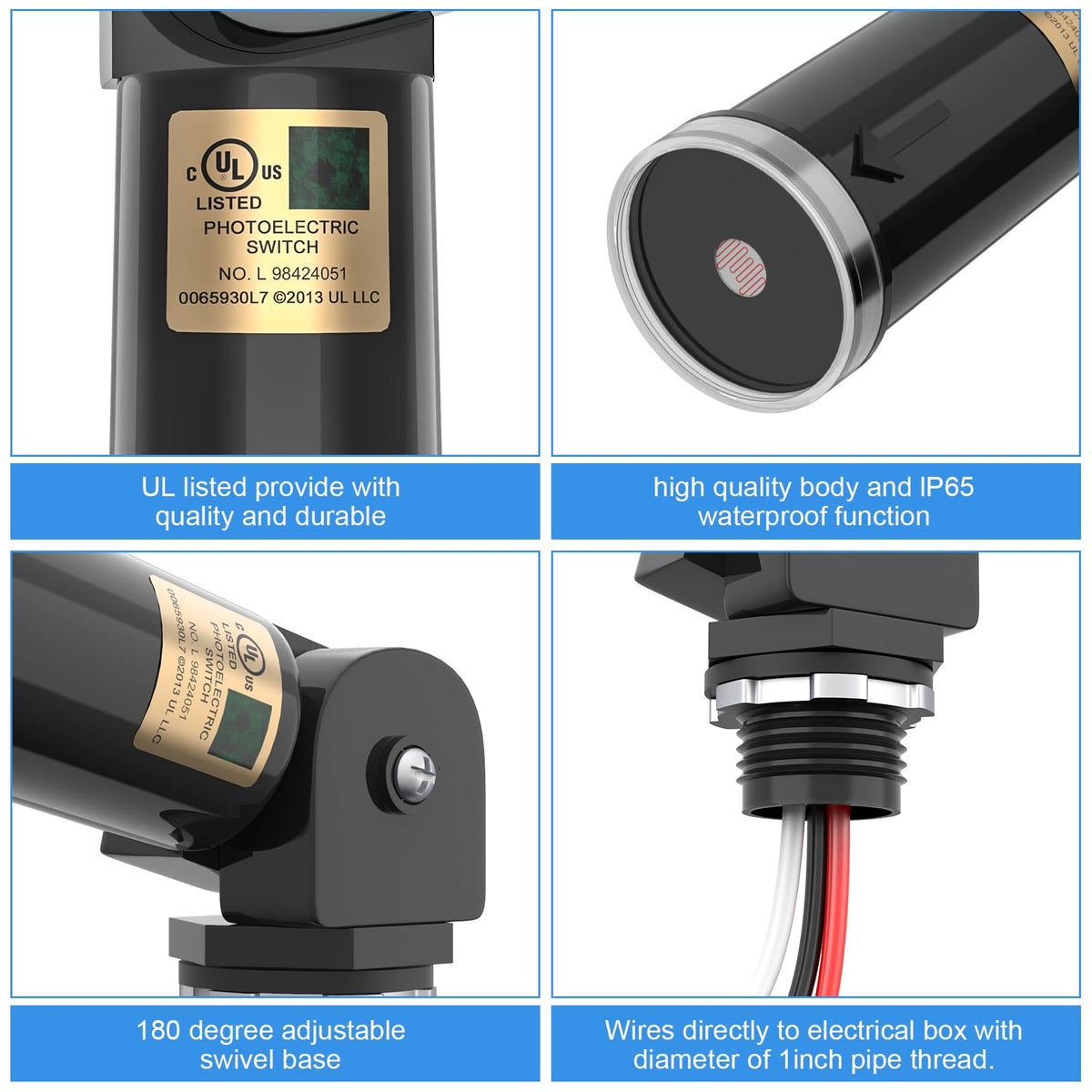 4 Pack Photo Cell Outdoor Light Sensor, Dusk to Dawn Sensor, Photocell ...
