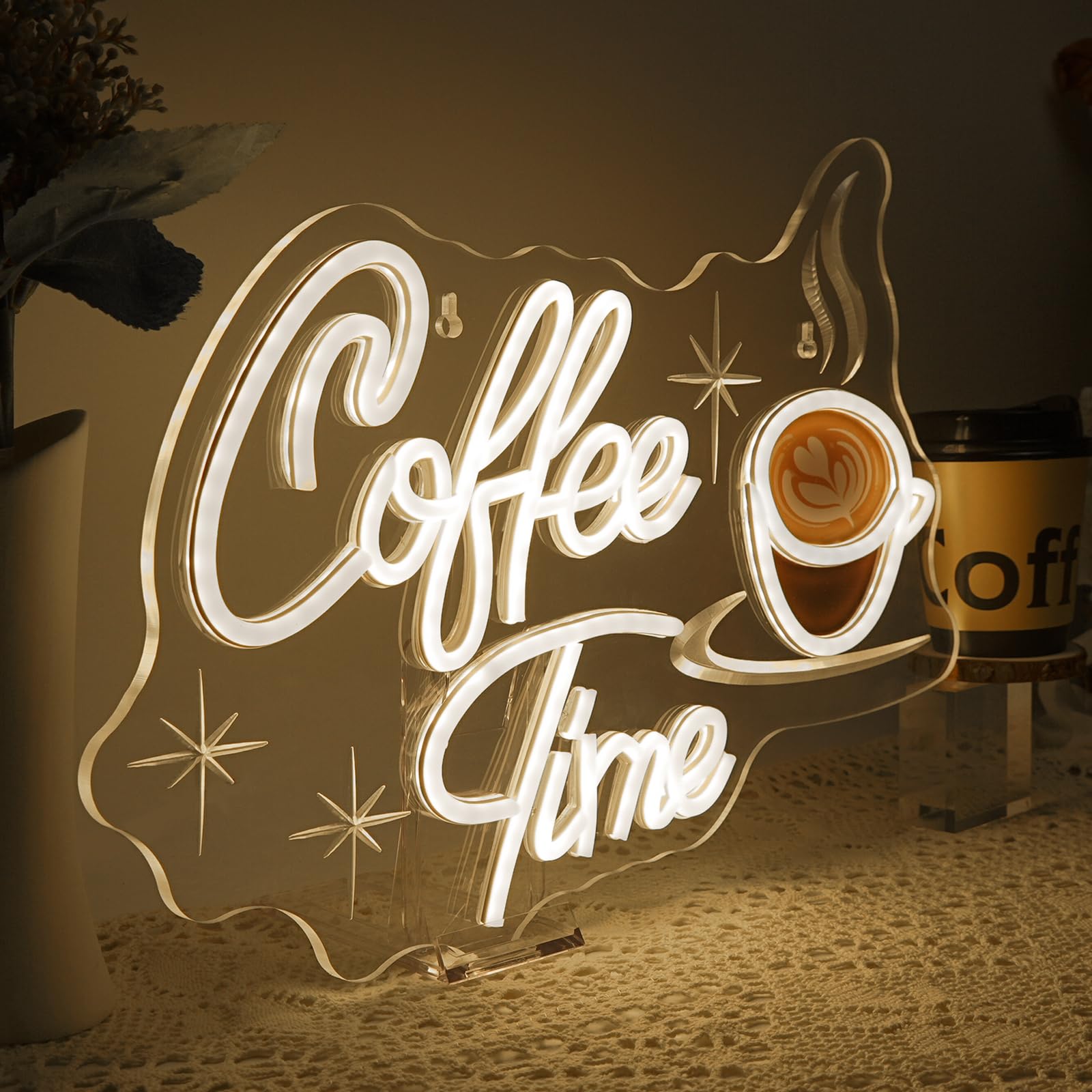 Dreamfort Coffee Time Neon Sign Latte Art Neon Lights Neon Bar Signs For Wall Decor Led For Caf?S  Kitchens & Breakfast Bars Light Signs Retro Diner Lighting