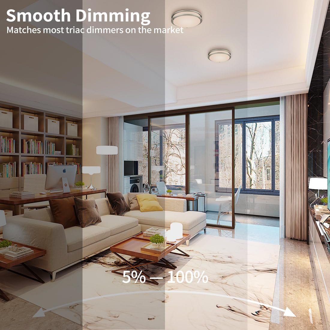 Dakason 2Pack Led Flush Mount Ceiling Light Fixture 13    20W, On/Off Switch To Select 3000K/4000K/5000K, Dimmable Ceiling Lamp