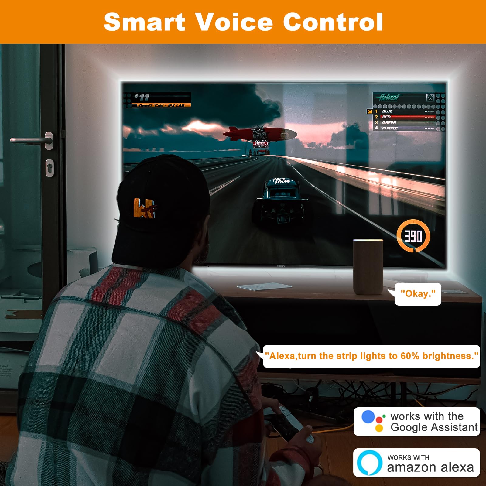 Pautix Cob Led Strip Light Dailylight White 6000K 504Leds/M,Cri90+ 32.8Ft/10M Dimmable 24V Led Tape Lights Kit,Work With Alexa/G