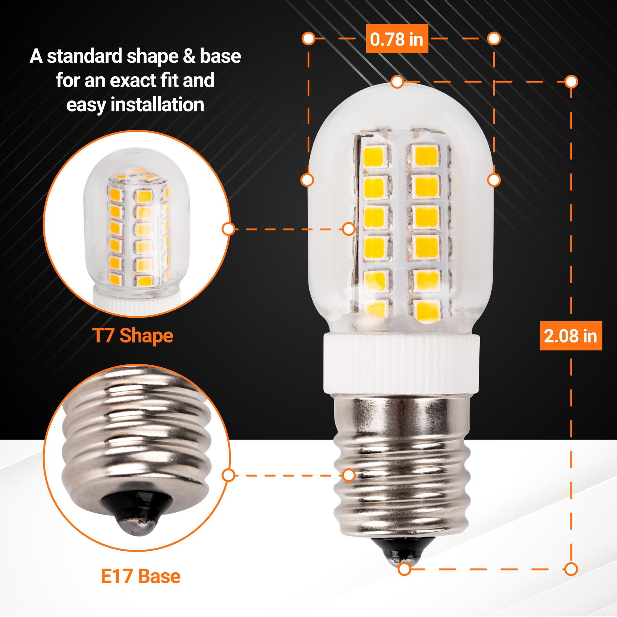 Bluestars 3W E17 Microwave Led Bulb 8206232A Dimmable Light Bulbs, 6000K Cold Daylight, 40W Incandescent Equivalent, 75V-130V, 2