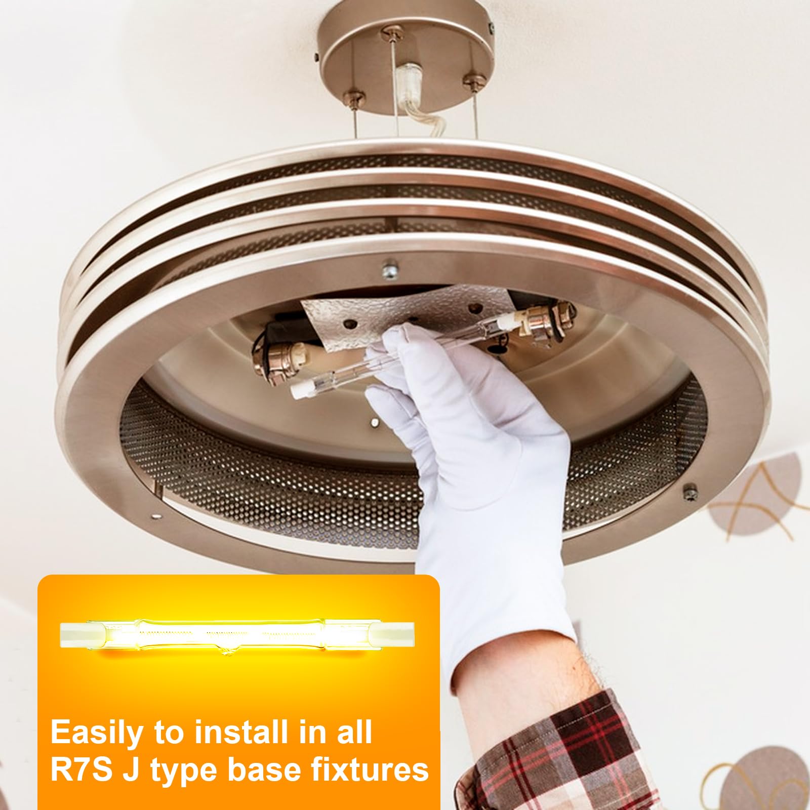 Jaenmsa R7S Halogen Light Bulbs 100W 120V, J78Mm Type T3 Bulbs 100 Watt, 3 Inch Halogen Double End Bulbs For Work/Security/Lands