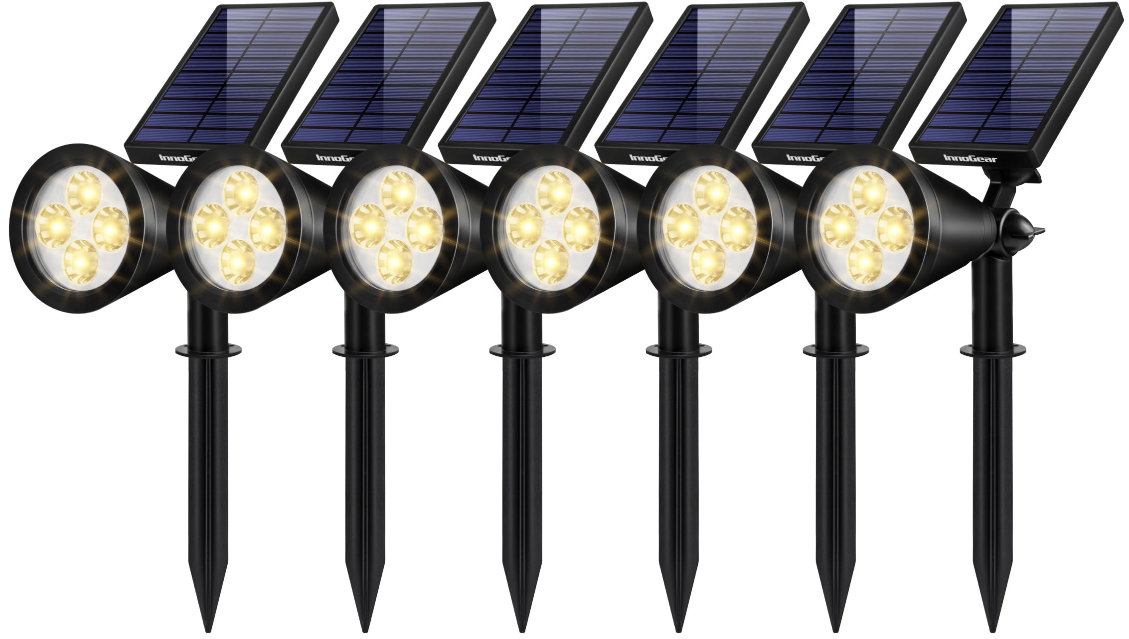 InnoGear Solar Garden Lights, Waterproof Spotlights, Auto On/Off, Pack of 6, Warm White, Model SL406W, High-Impact ABS Plastic