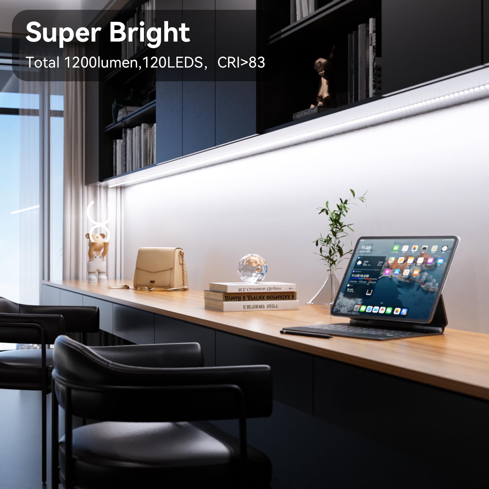 Wobane Led Under Cabinet Lighting Kit,Flexible Led Ribbon Lights Bar,Under Counter Lights For Kitchen,Cupboard,Desk,Showcase,She